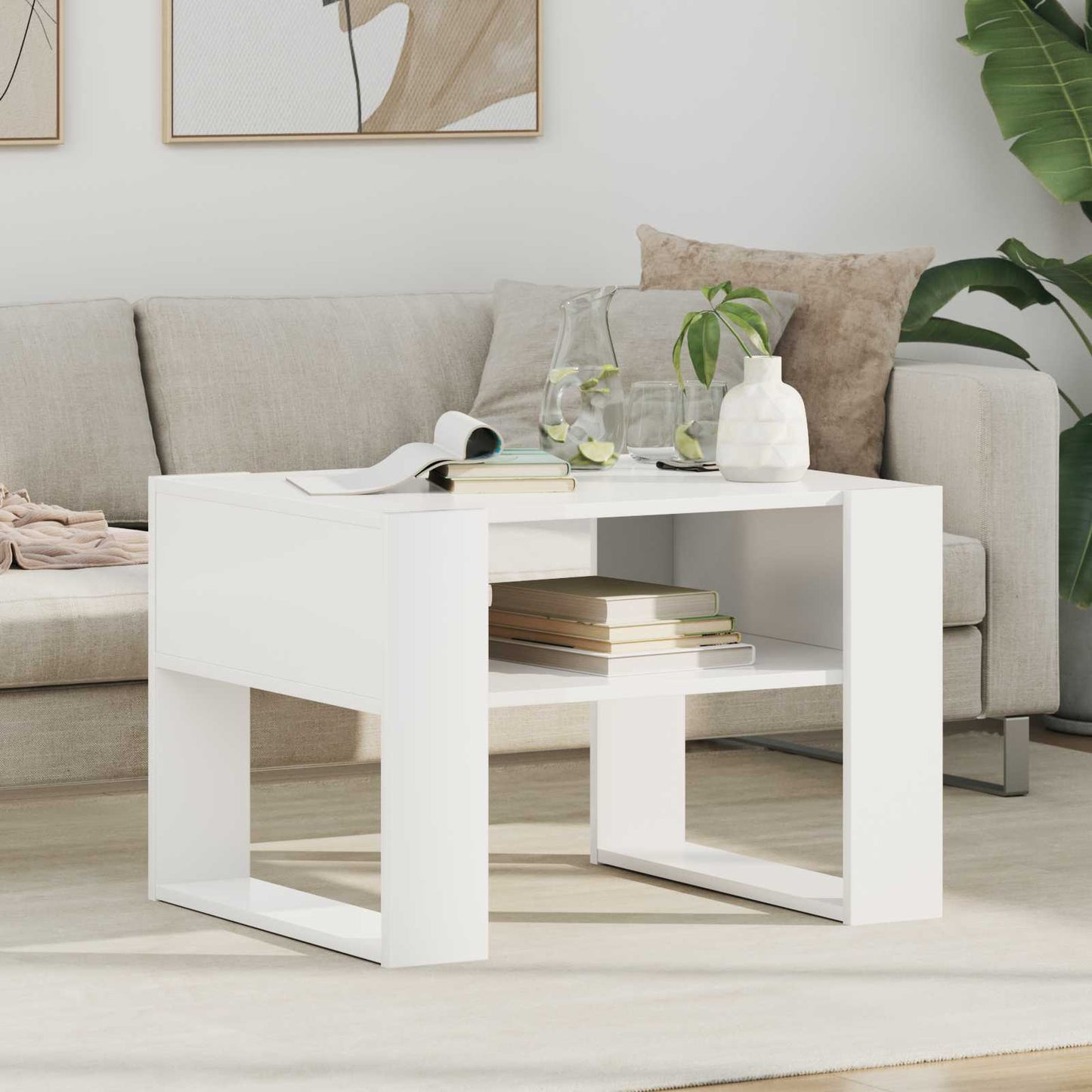 Dohányzóasztal Fehér 66 x 53 x 45 cm Szerelt Fa
