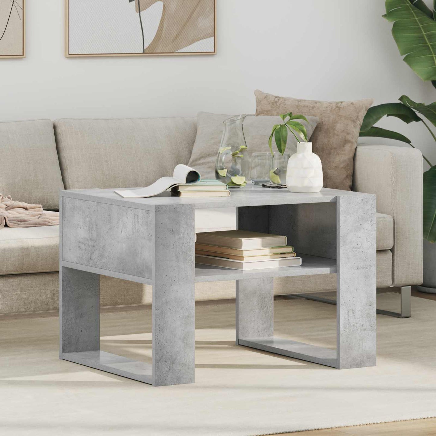 Dohányzóasztal Beton Szürke 66 x 53 x 45 cm Szerelt Fa