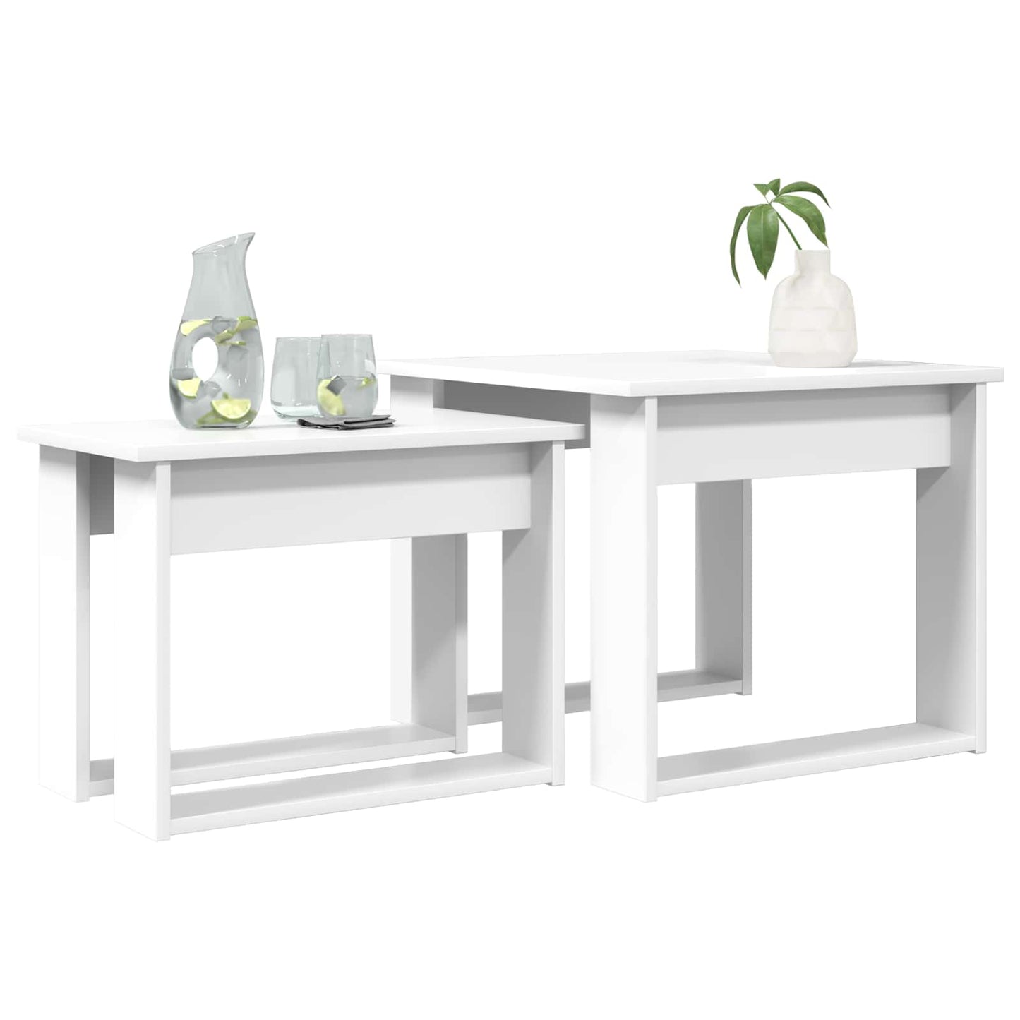 Kávasztal Szett 2 pcs Fehér 50 x 52 x 42 cm Szerelt Fa