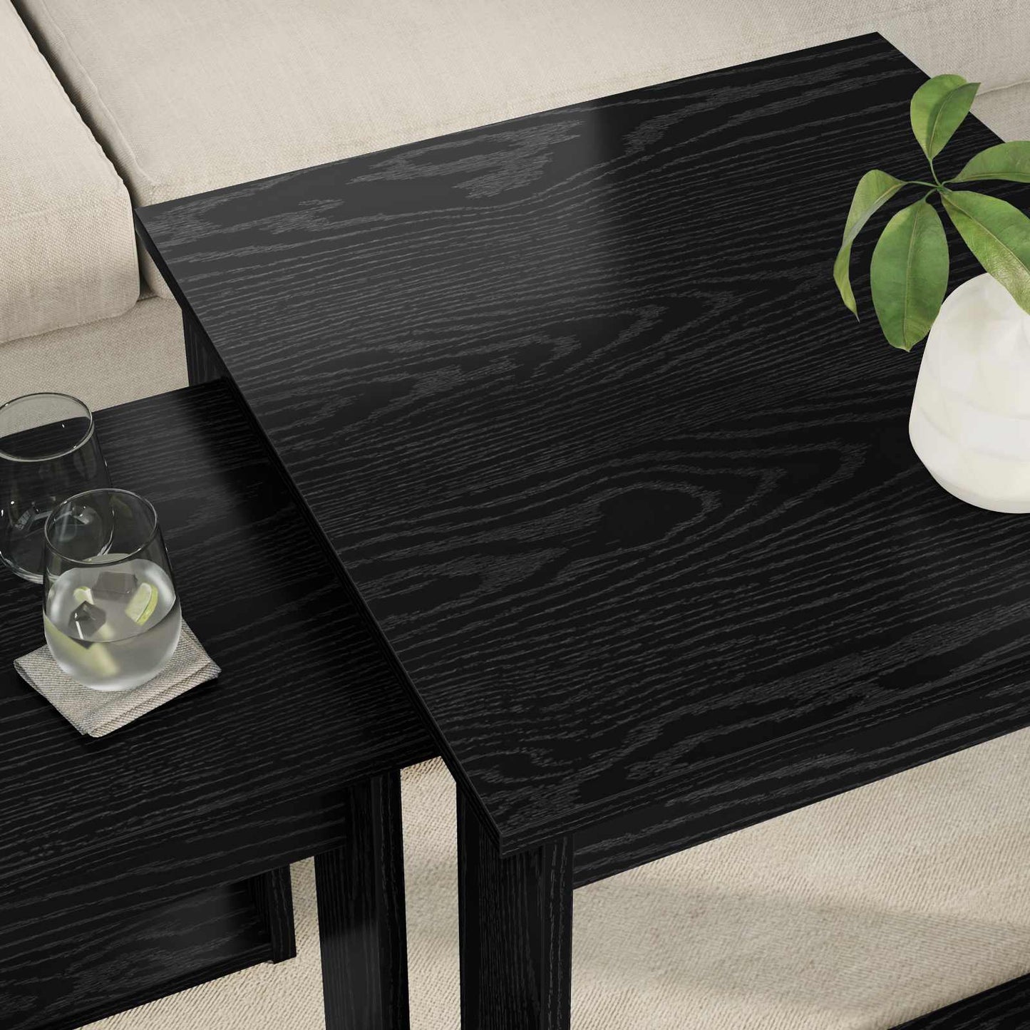 Kávasztal Szett 2 pcs Fekete tölgy 50 x 52 x 42 cm Szerelt Fa