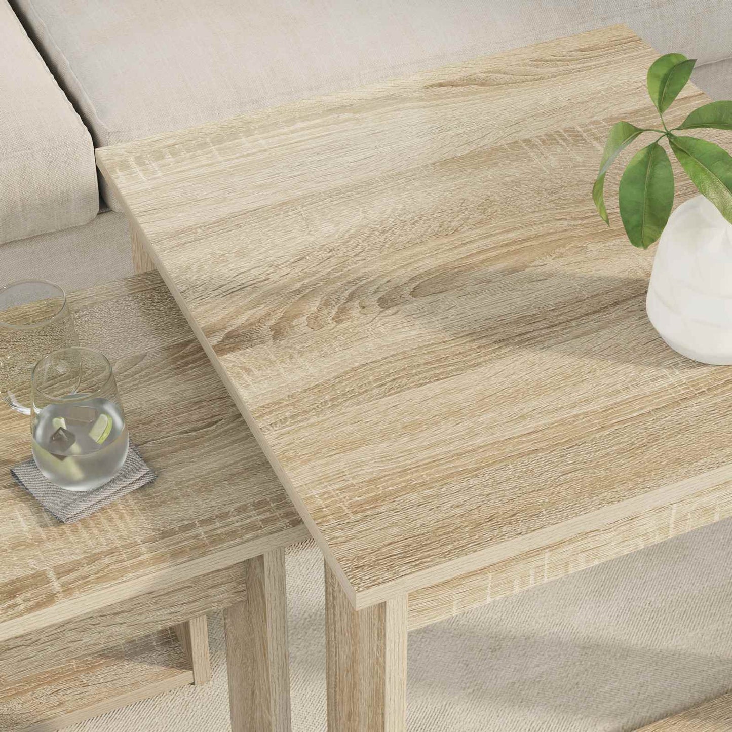 Kávasztal Szett 2 pcs Sonoma tölgy 50 x 52 x 42 cm Szerelt Fa
