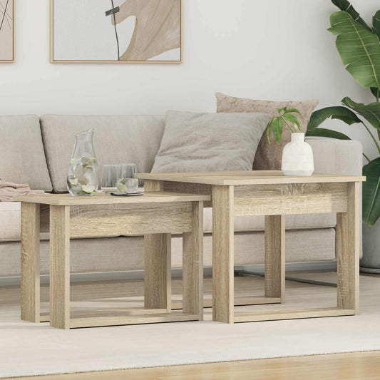 Kávasztal Szett 2 pcs Sonoma tölgy Faanyag