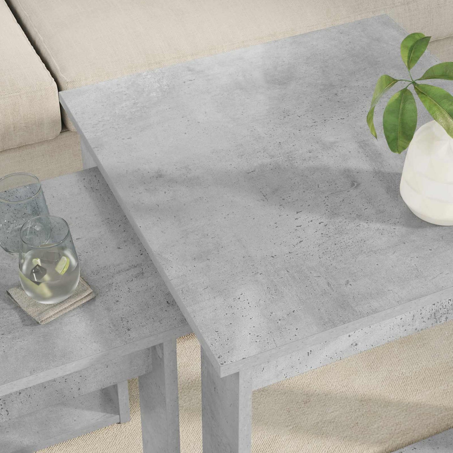 Kávasztal Szett 2 pcs Beton Szürke 50 x 52 x 42 cm Szerelt Fa