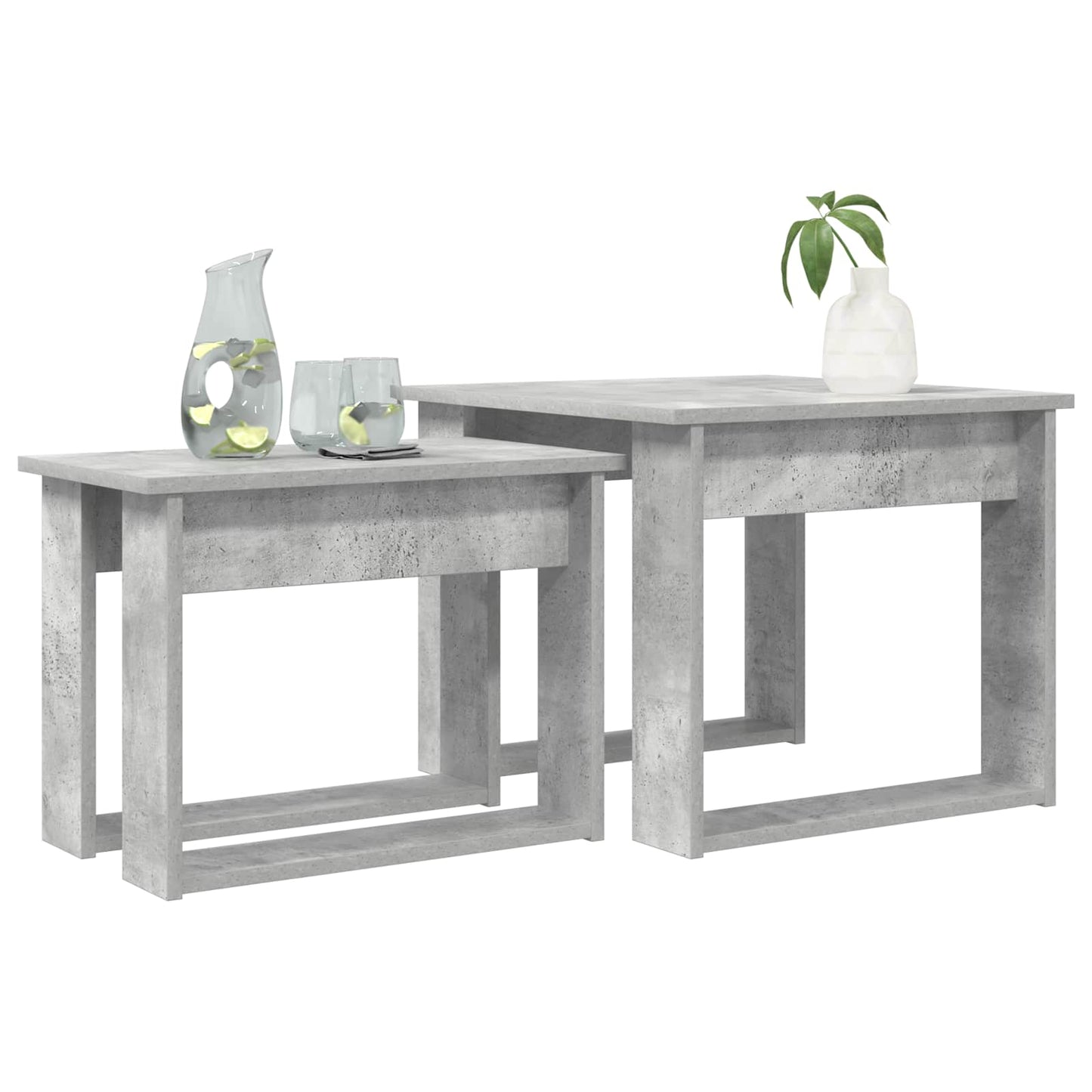 Kávasztal Szett 2 pcs Beton Szürke 50 x 52 x 42 cm Szerelt Fa