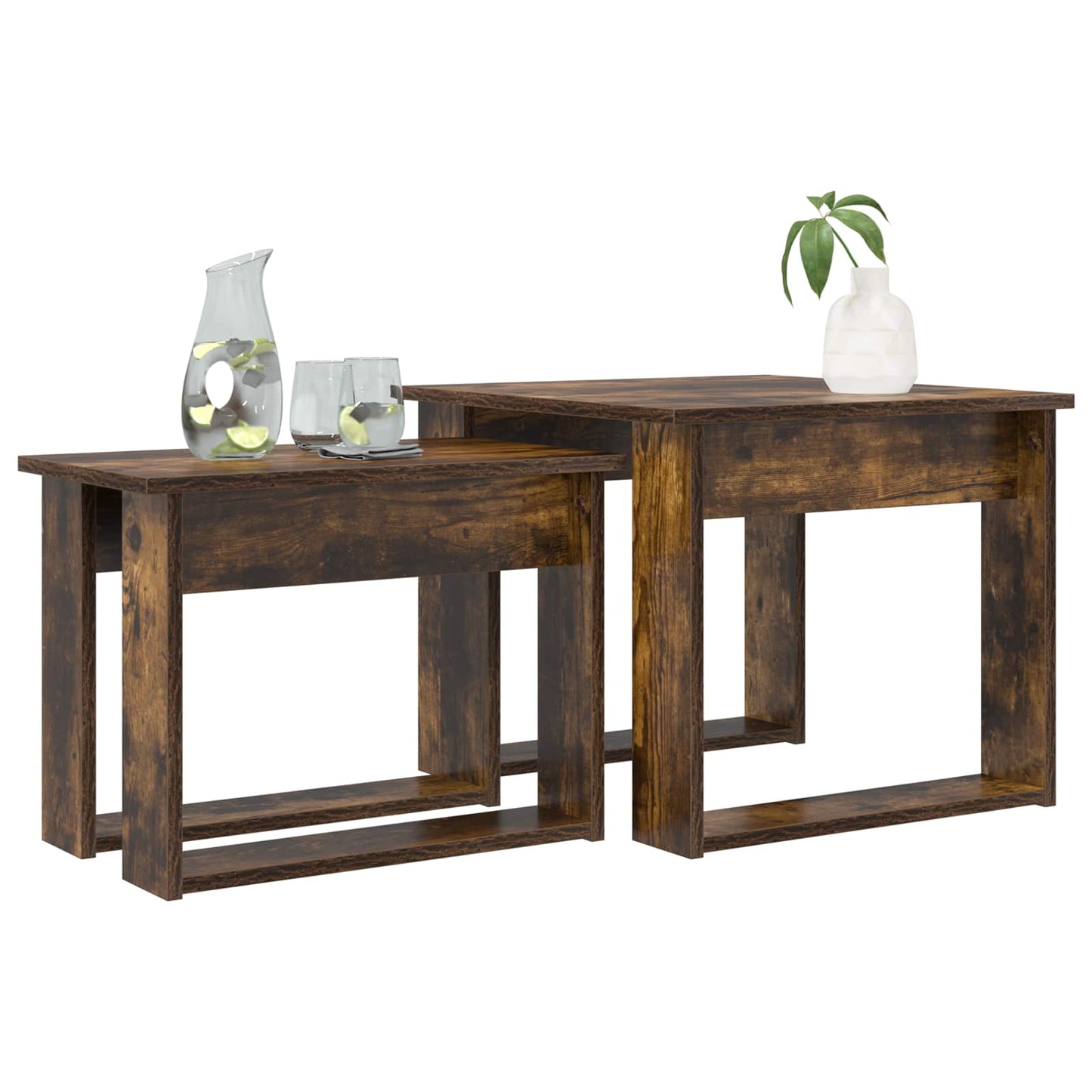 Kávasztal Szett 2 pcs Füstölt tölgy 50 x 52 x 42 cm Szerelt Fa