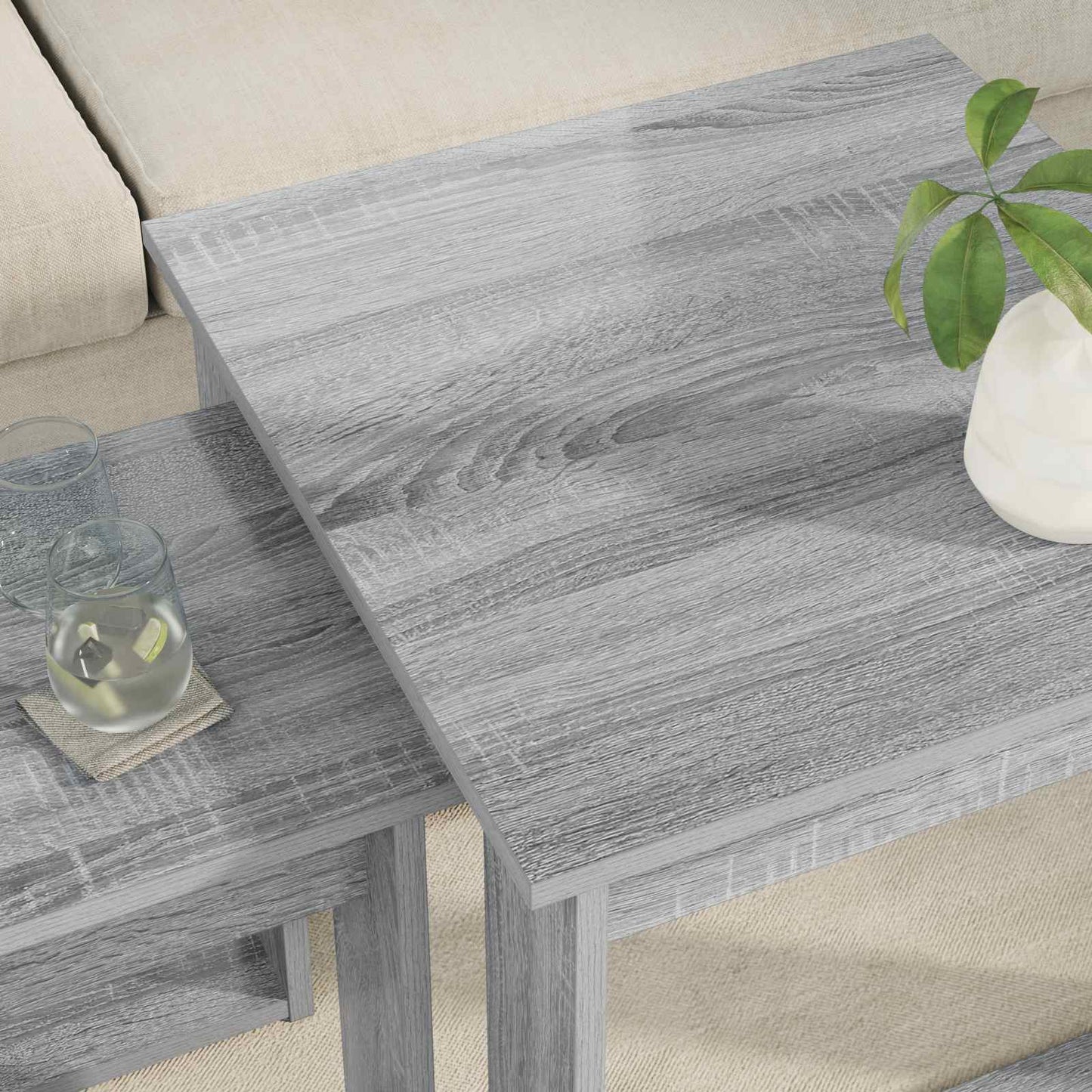 Kávasztal Szett 2 pcs Szürke Sonoma 50 x 52 x 42 cm Szerelt Fa
