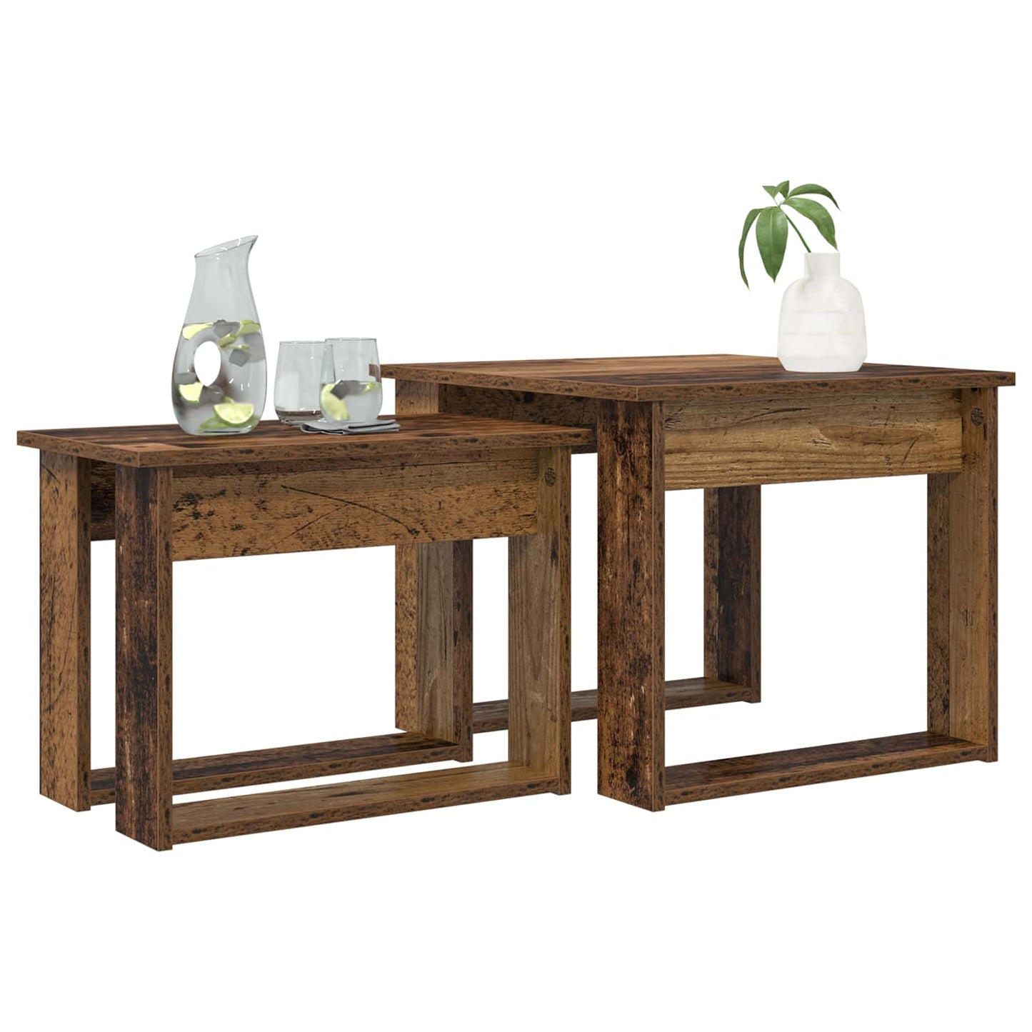 Kávasztal Szett 2 pcs Öreg fa 50 x 52 x 42 cm Szerelt Fa