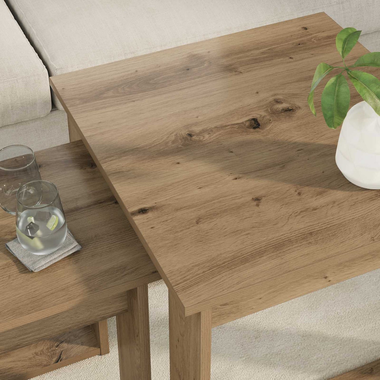 Kávasztal Szett 2 db Artisan tölgy 50 x 52 x 42 cm Szerelt Fa