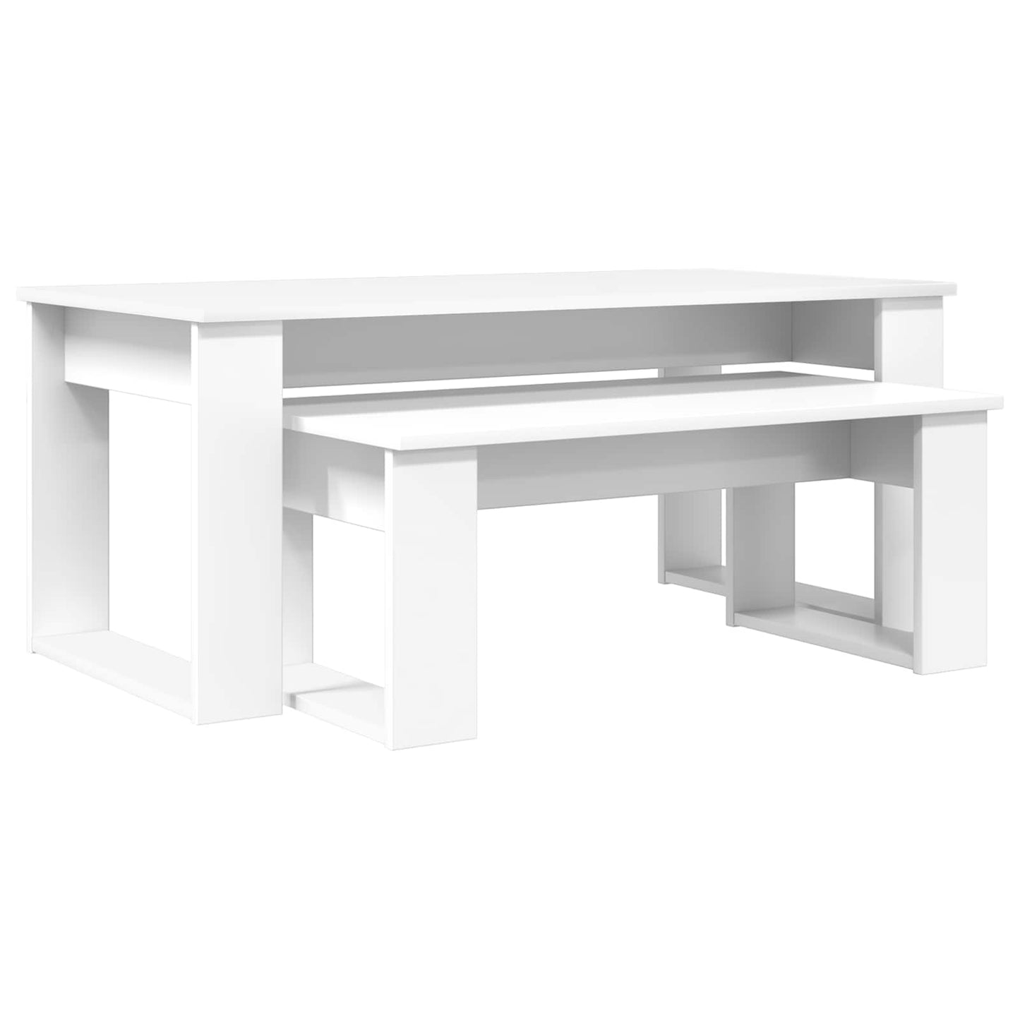 Kávasztal Szett 2 pcs Fehér 100 x 50 x 42 cm Szerelt Fa