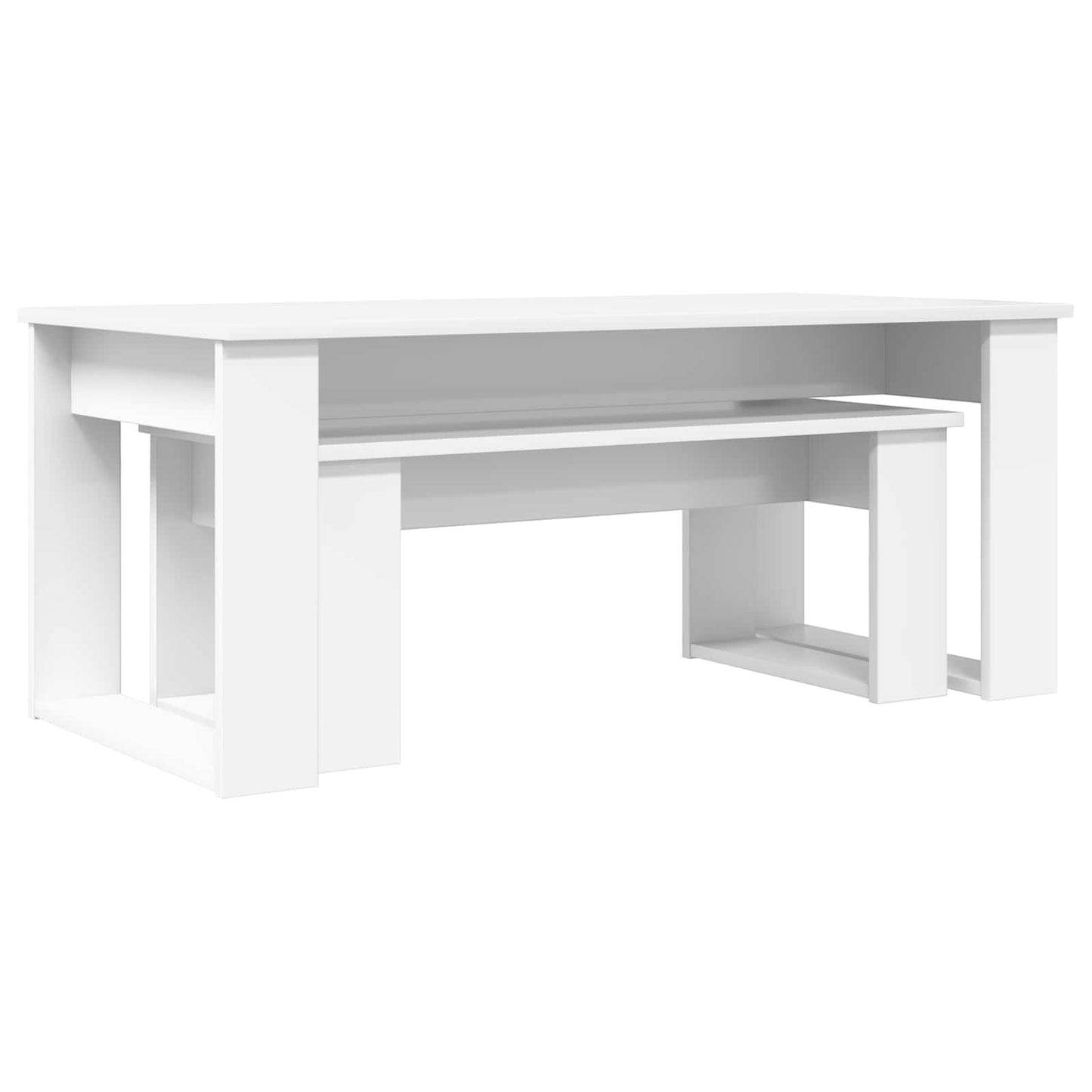 Kávasztal Szett 2 pcs Fehér 100 x 50 x 42 cm Szerelt Fa