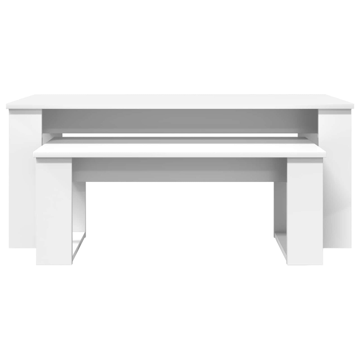 Kávasztal Szett 2 pcs Fehér 100 x 50 x 42 cm Szerelt Fa
