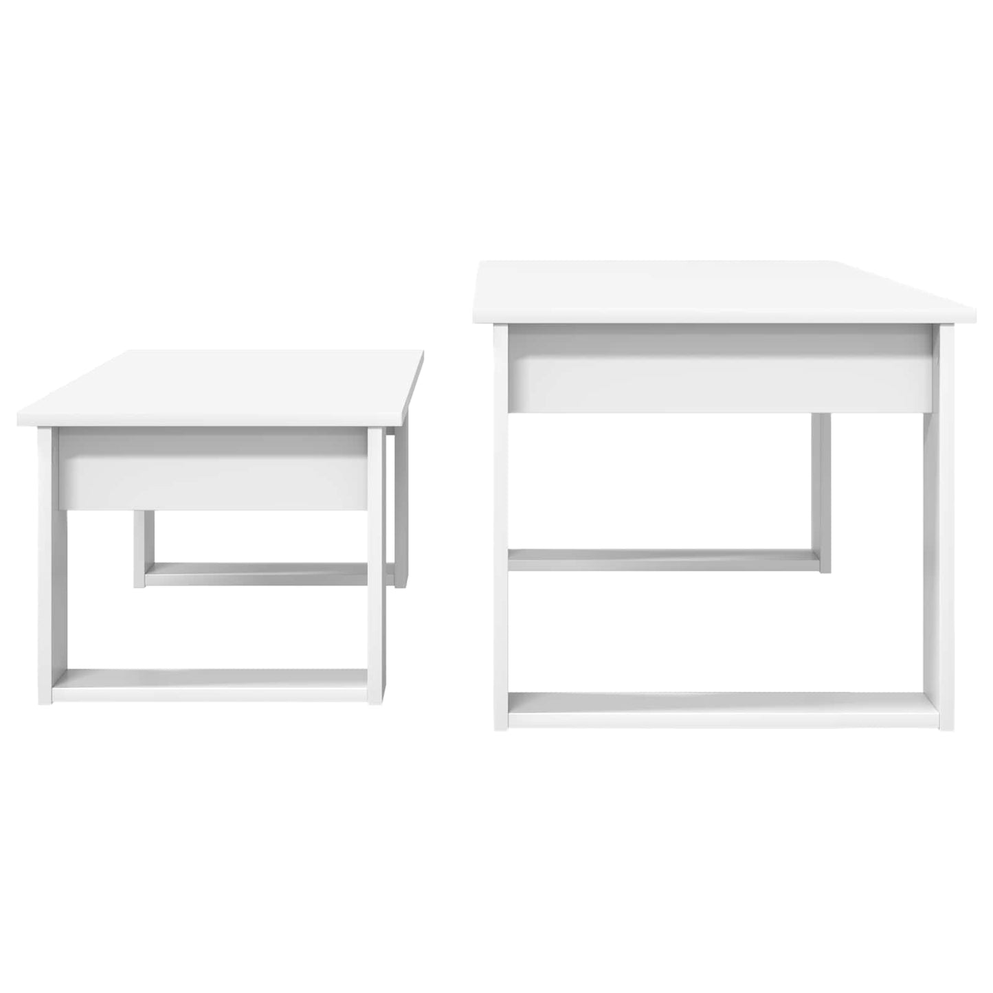 Kávasztal Szett 2 pcs Fehér 100 x 50 x 42 cm Szerelt Fa