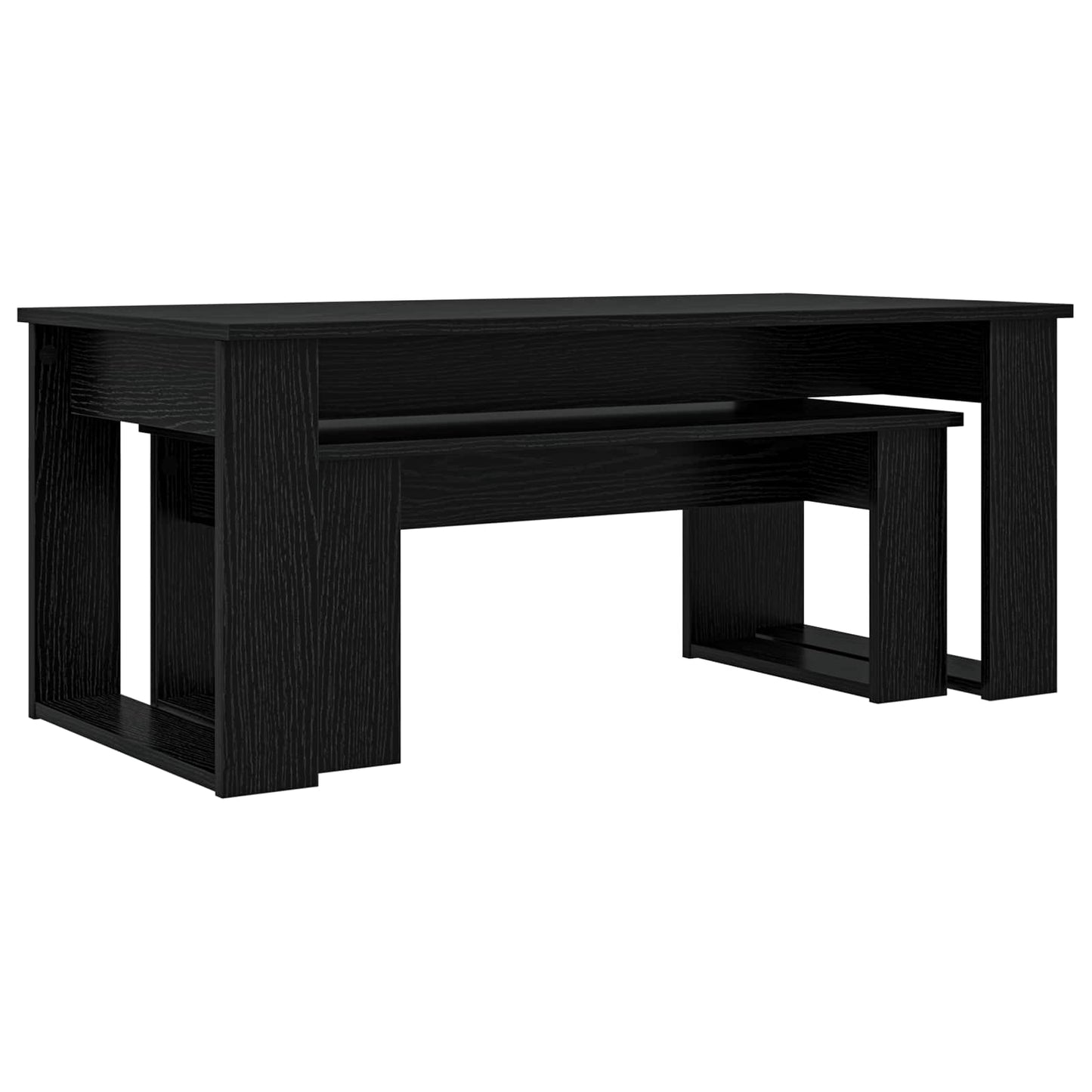 Kávasztal Szett 2 pcs Fekete tölgy 100 x 50 x 42 cm Szerelt Fa