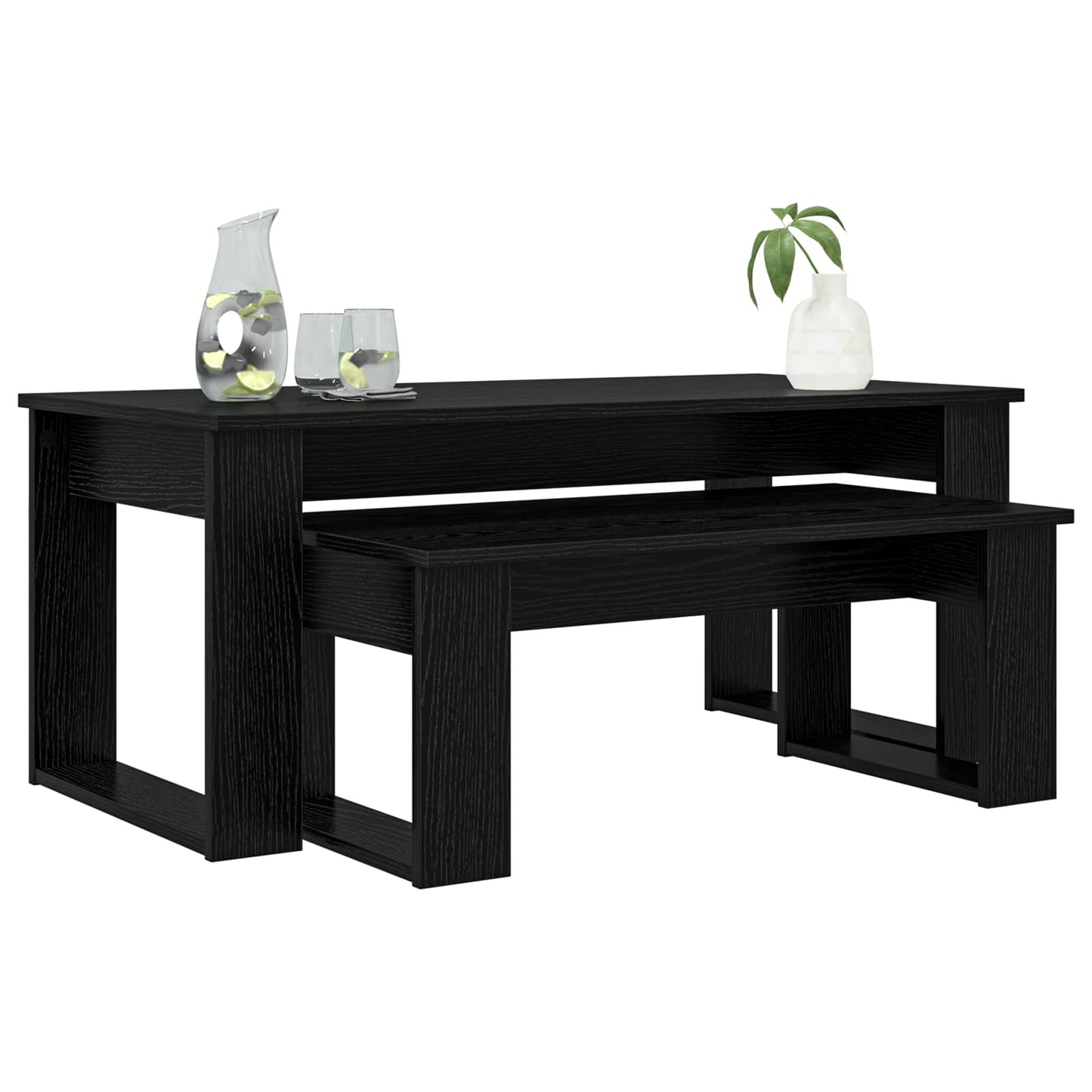 Kávasztal Szett 2 pcs Fekete tölgy 100 x 50 x 42 cm Szerelt Fa