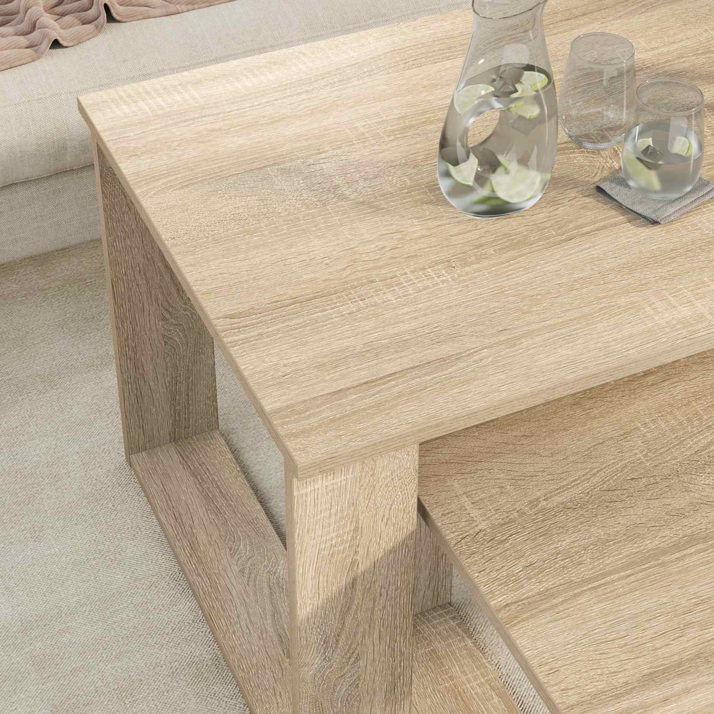 Kávasztal Szett 2 pcs Sonoma tölgy 100 x 50 x 42 cm Szerelt Fa
