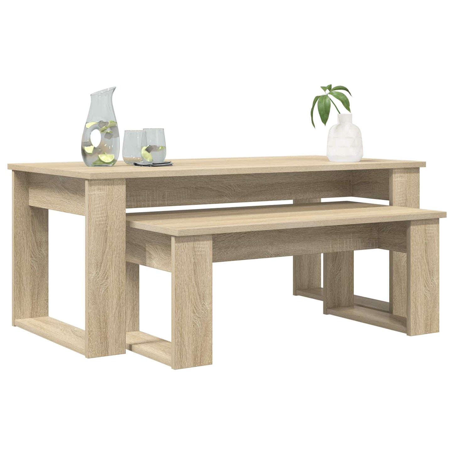 Kávasztal Szett 2 pcs Sonoma tölgy 100 x 50 x 42 cm Szerelt Fa