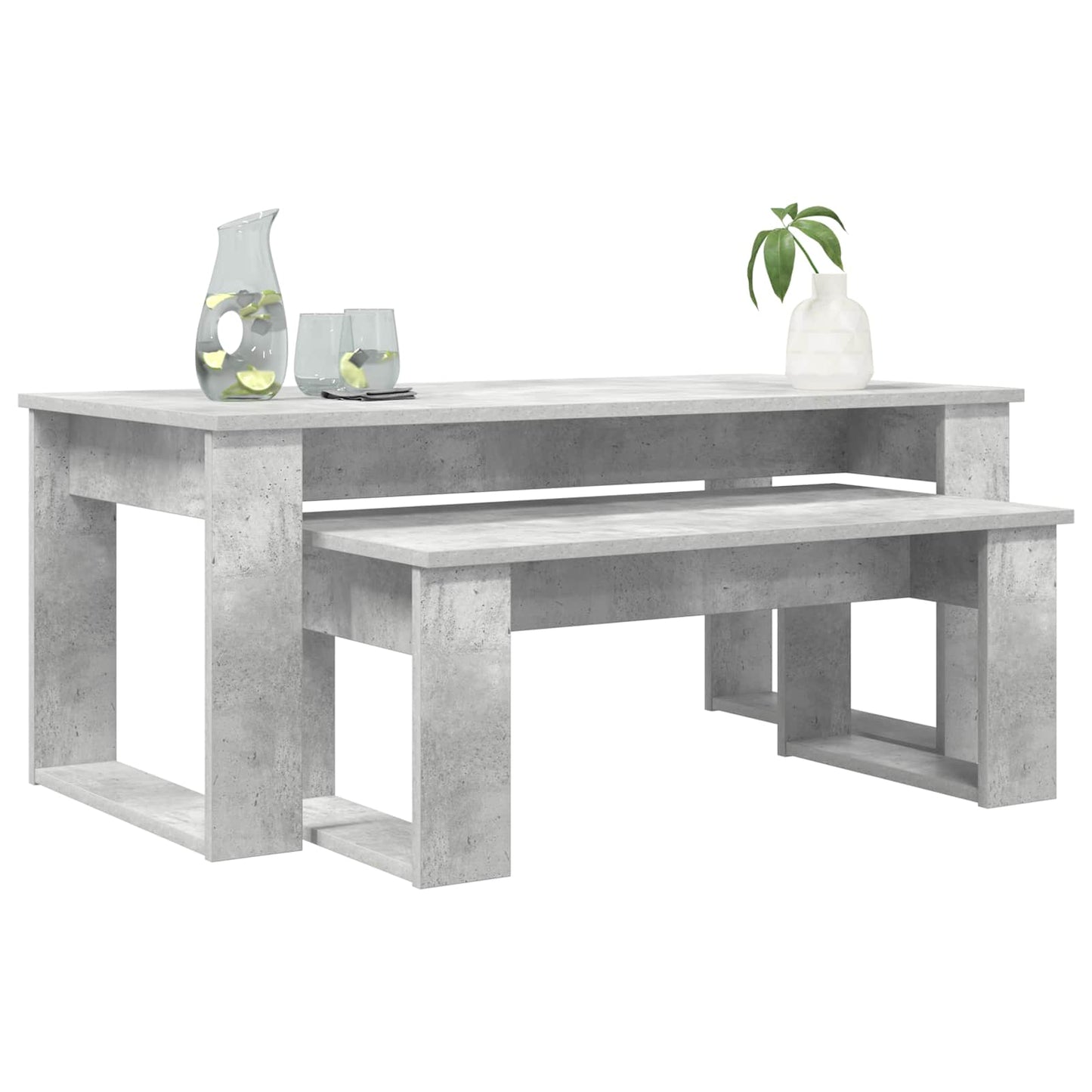 Kávasztal Szett 2 db Beton Szürke 100 x 50 x 42 cm Szerelt Fa