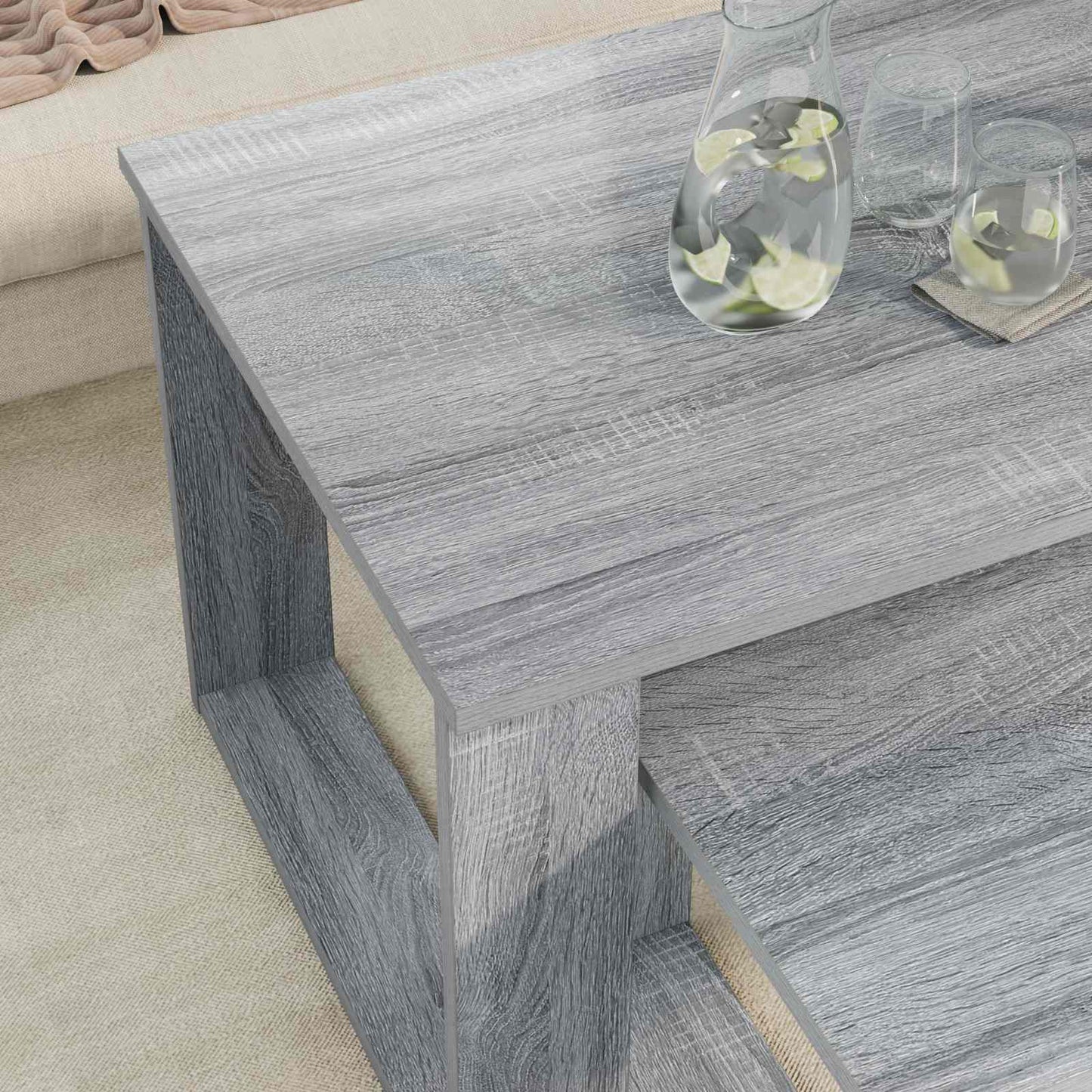 Kávasztal Szett 2 pcs Szürke Sonoma 100 x 50 x 42 cm Szerelt Fa