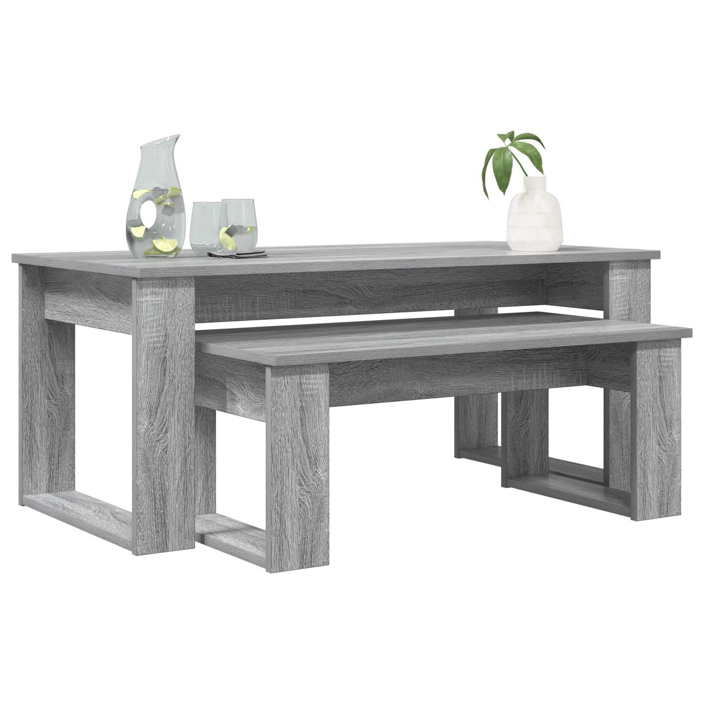 Kávasztal Szett 2 pcs Szürke Sonoma 100 x 50 x 42 cm Szerelt Fa