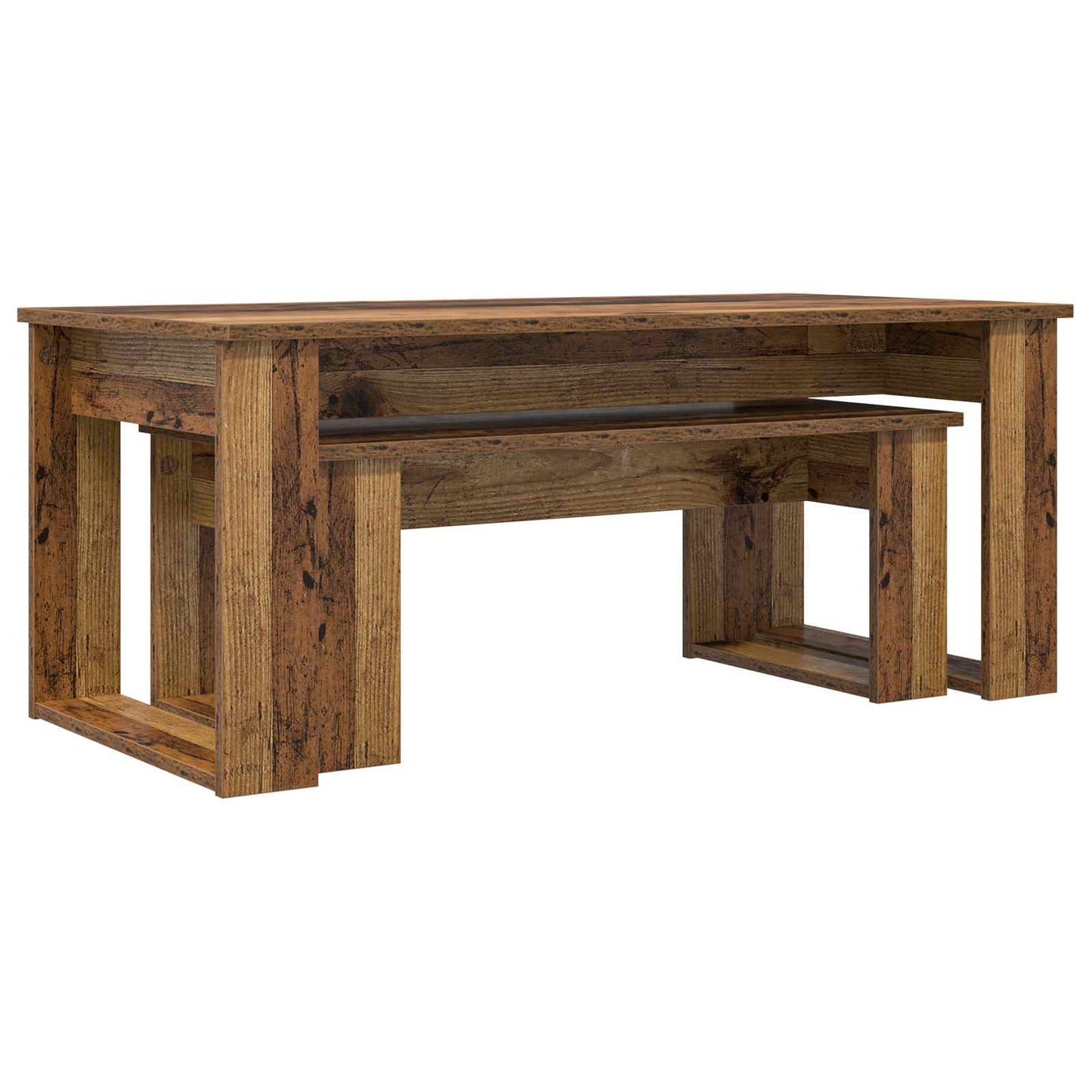 Kávasztal Szett 2 pcs Öreg fa 100 x 50 x 42 cm Szerelt Fa