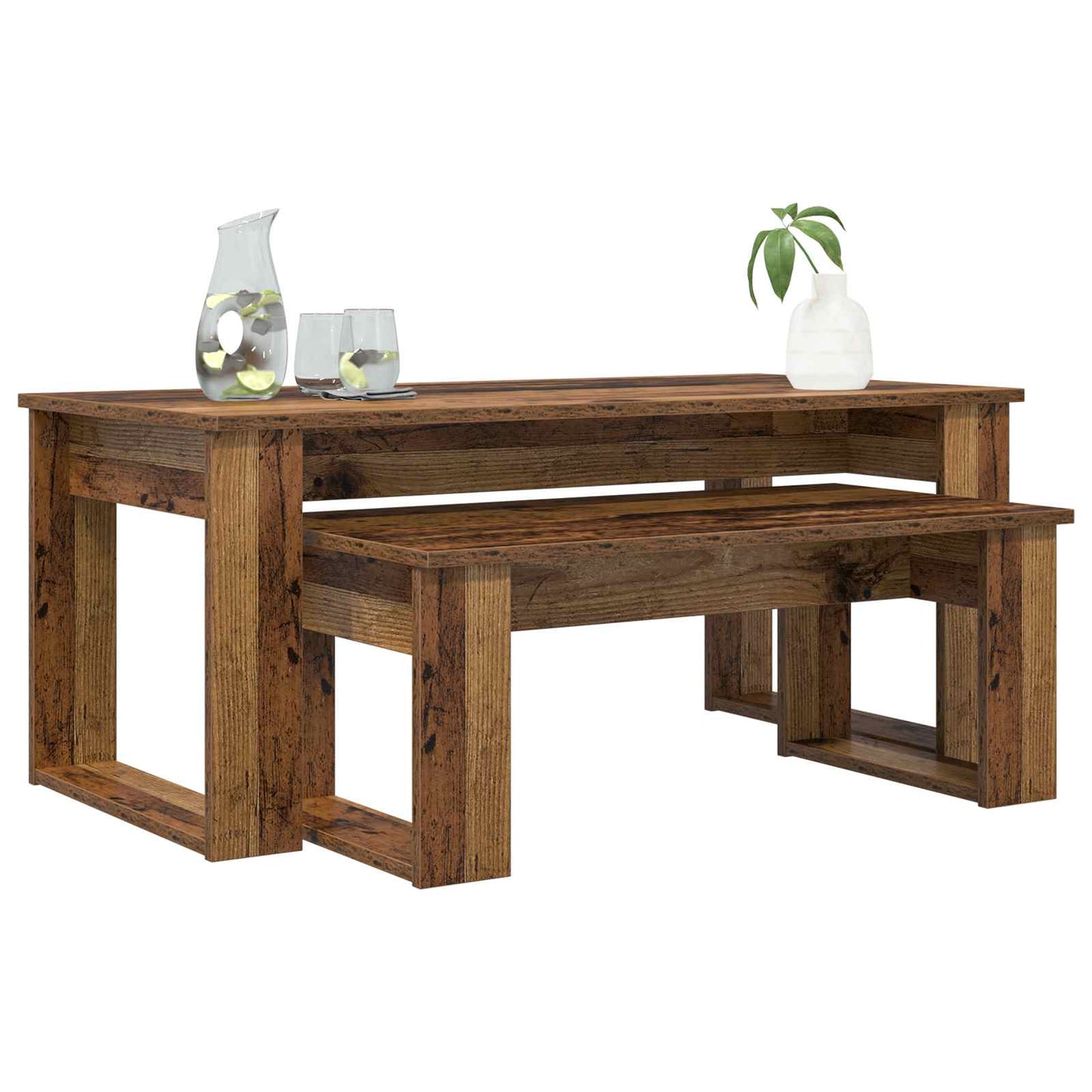 Kávasztal Szett 2 pcs Öreg fa 100 x 50 x 42 cm Szerelt Fa
