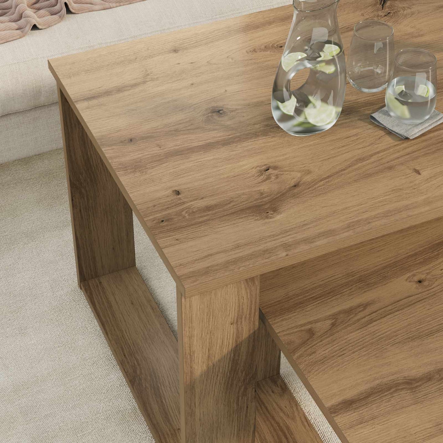 Kávasztal Szett 2 pcs Artisan tölgy 100 x 50 x 42 cm Szerelt Fa