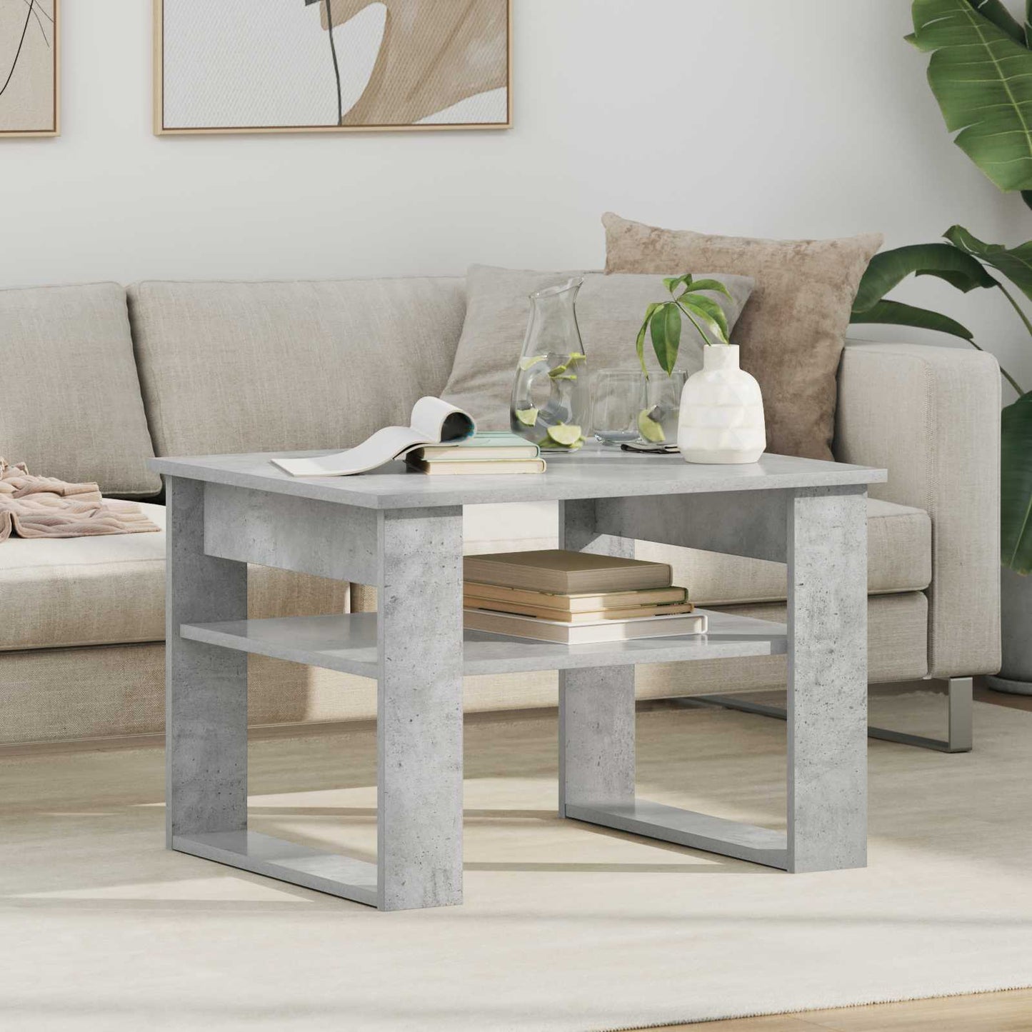 Dohányzóasztal Beton Szürke 64 x 54 x 44 cm Szerelt Fa