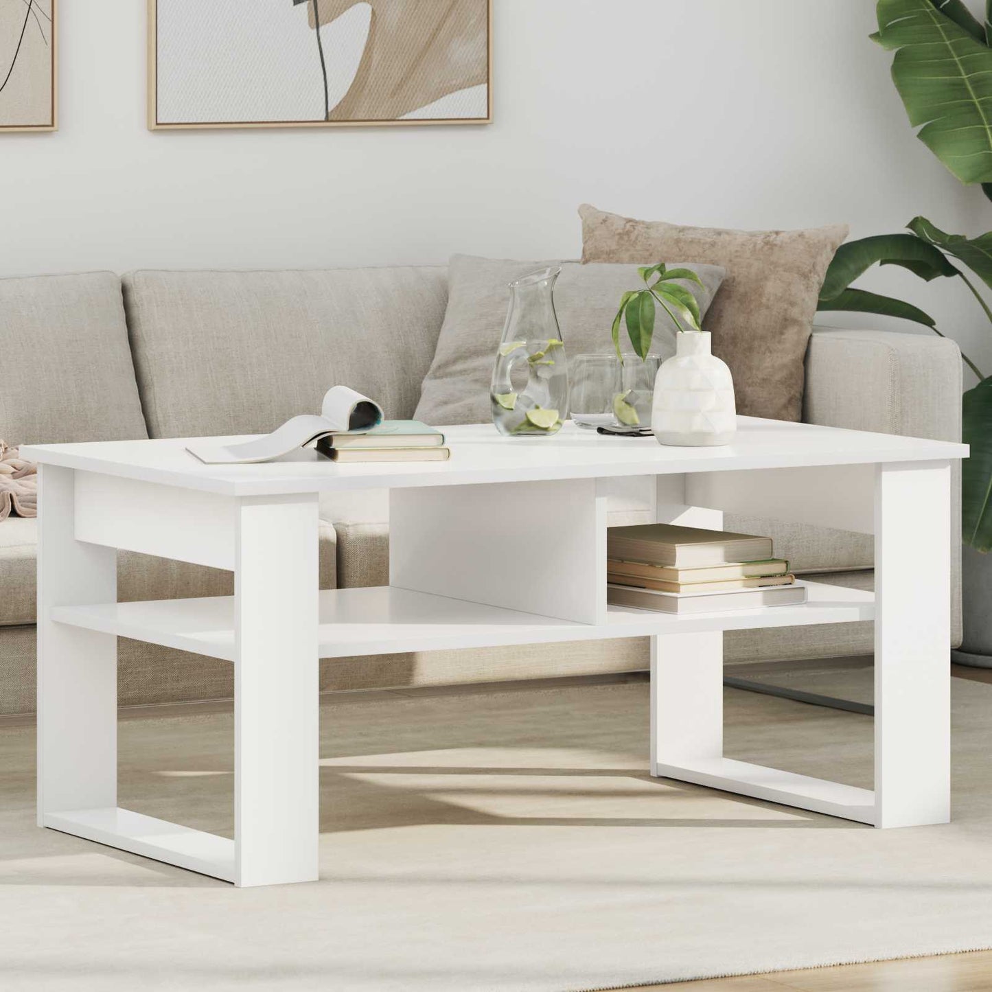 Dohányzóasztal Fehér 96 x 54 x 44 cm Szerelt Fa