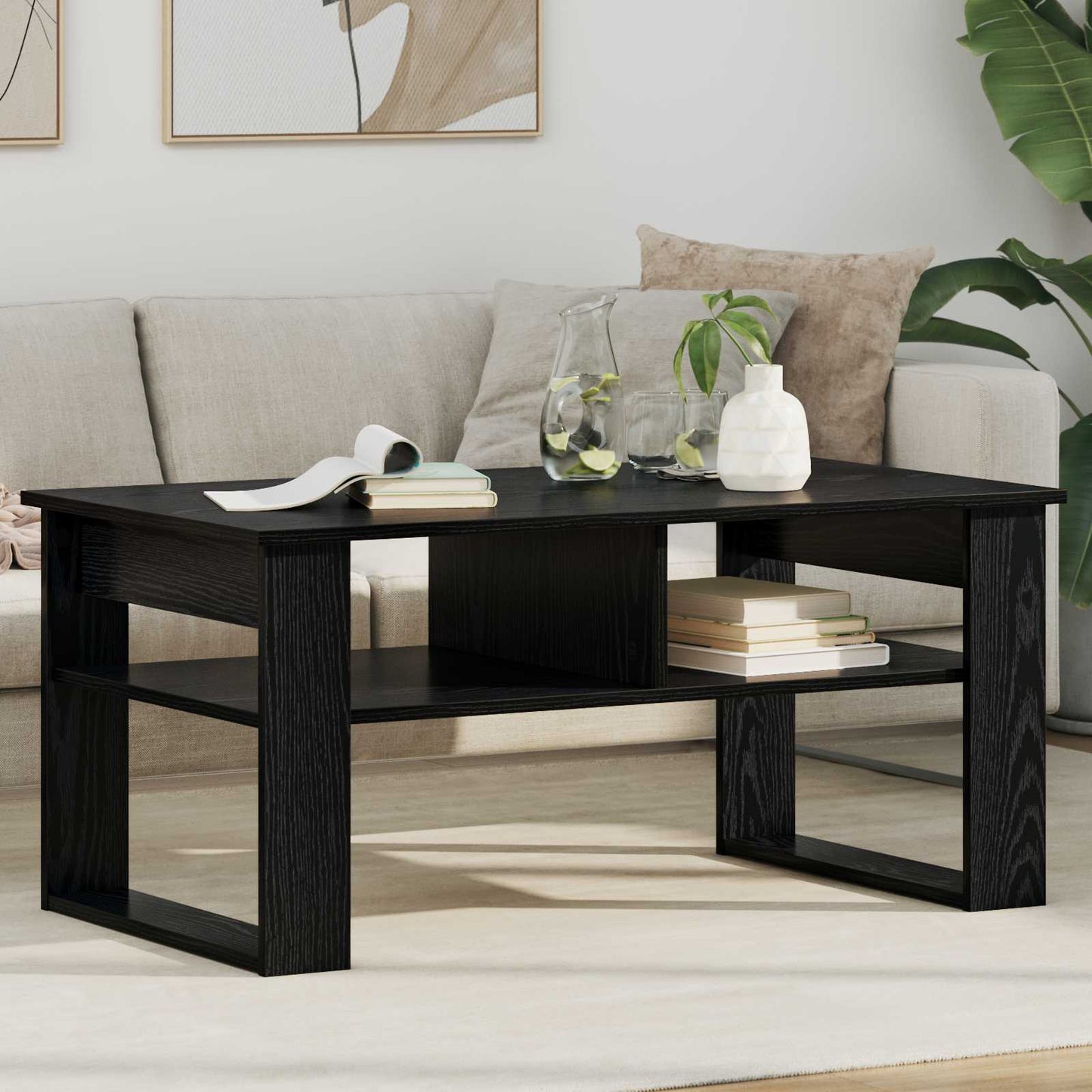 Dohányzóasztal Fekete tölgy 96 x 54 x 44 cm Szerelt Fa