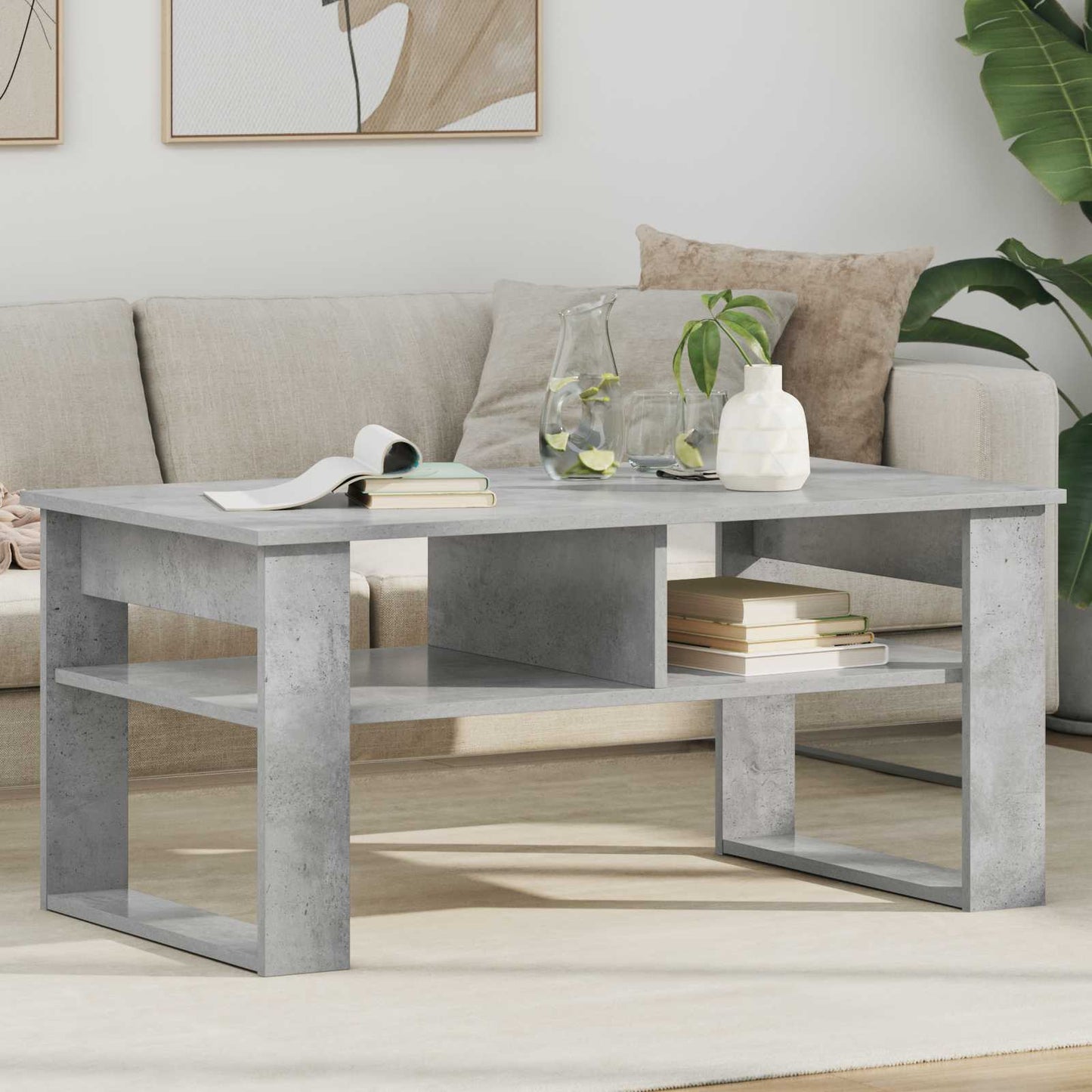 Dohányzóasztal Beton Szürke 96 x 54 x 44 cm Szerelt Fa