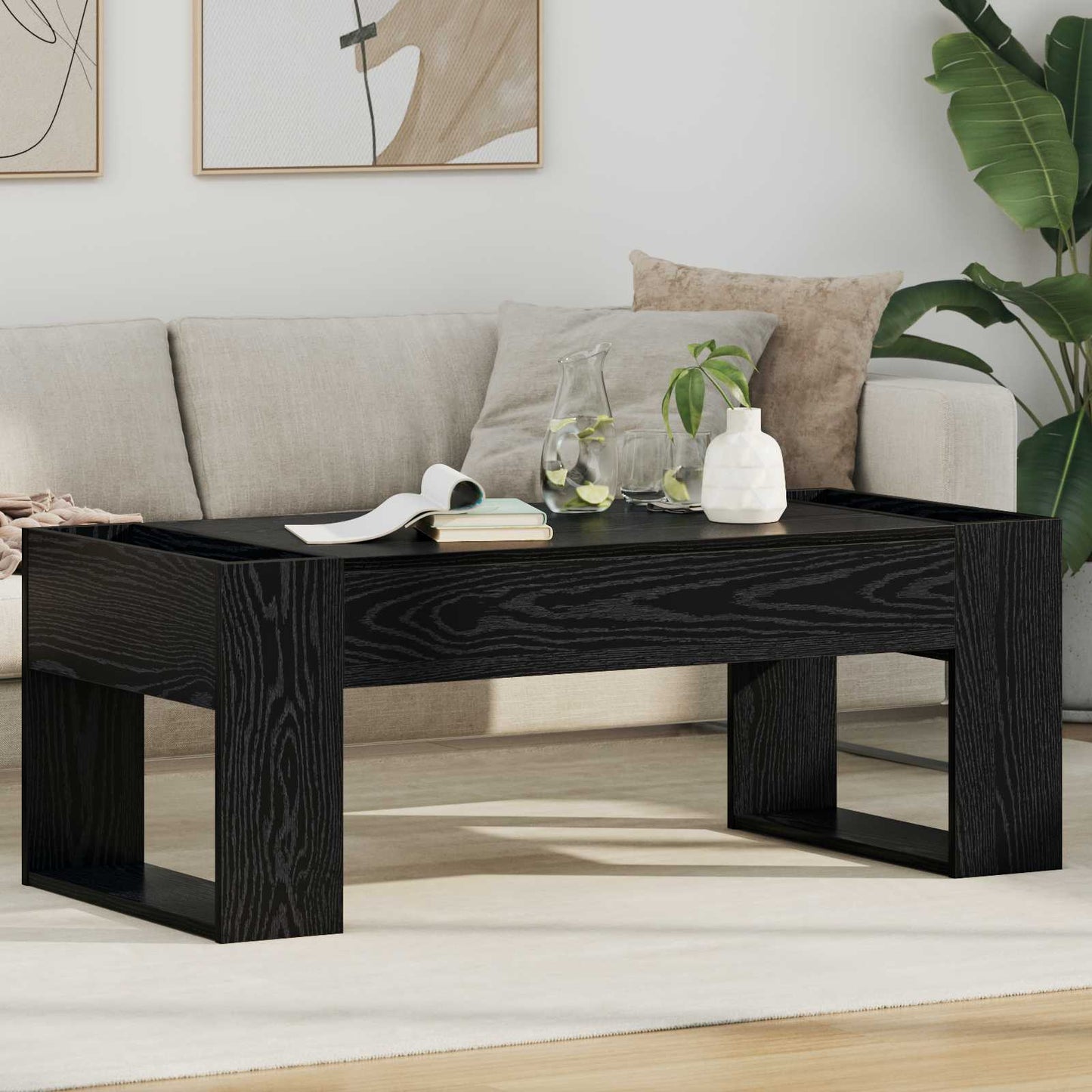 Dohányzóasztal Fekete tölgy 110 x 50 x 41 cm Szerelt Fa