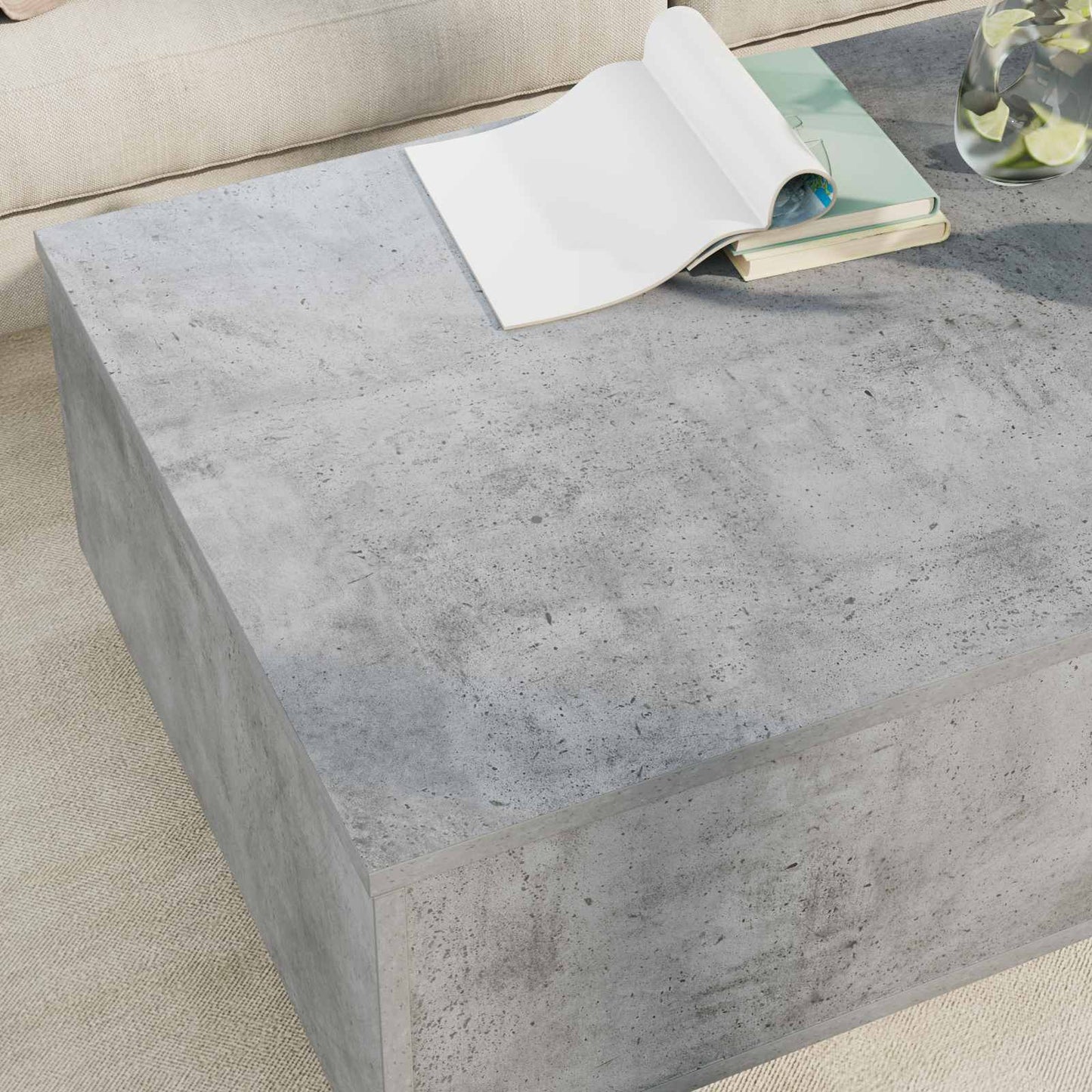 Dohányzóasztal Beton Szürke 95 x 55 x 31 cm Szerelt Fa