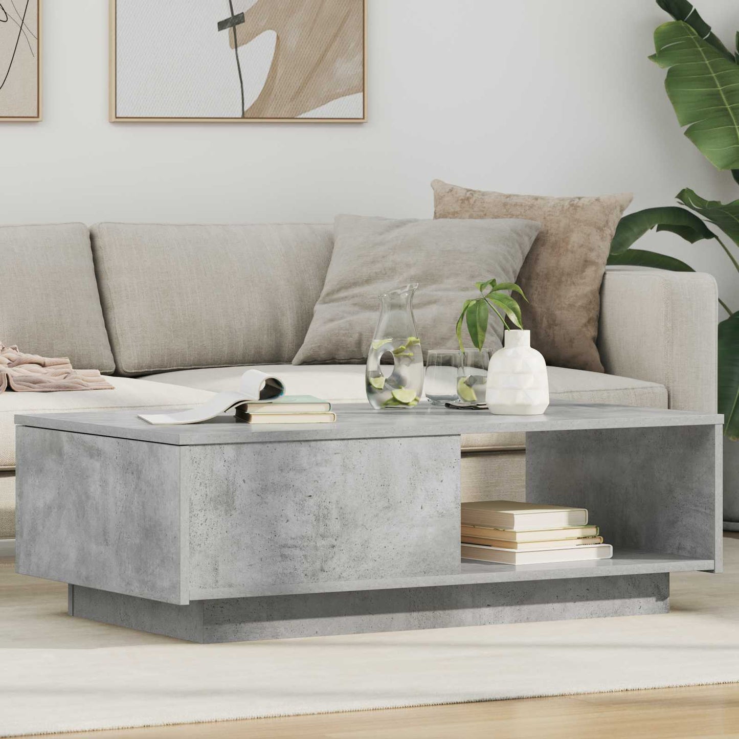 Dohányzóasztal Beton Szürke 95 x 55 x 31 cm Szerelt Fa