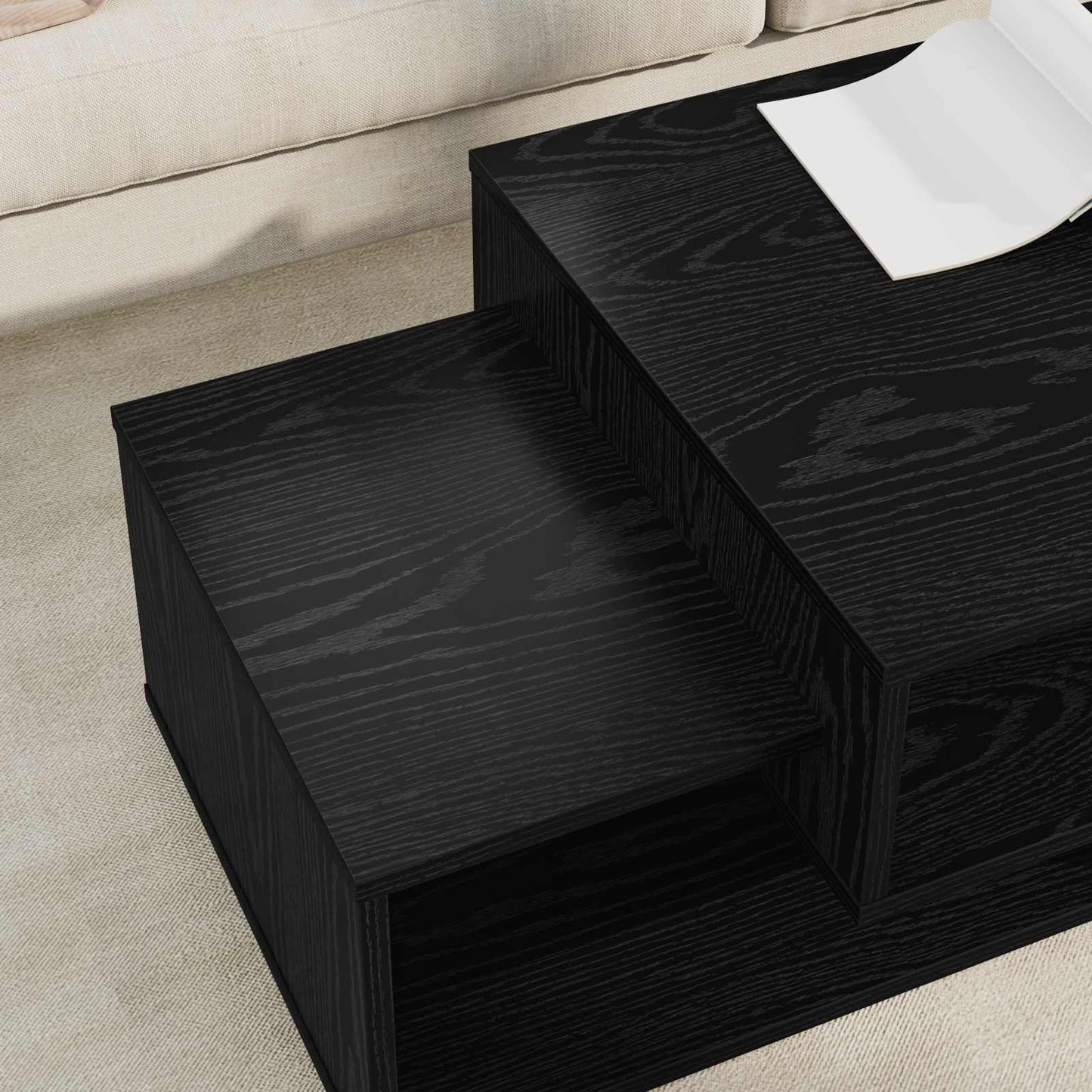 Dohányzóasztal Fekete tölgy 105 x 50 x 32,5 cm Szerelt Fa
