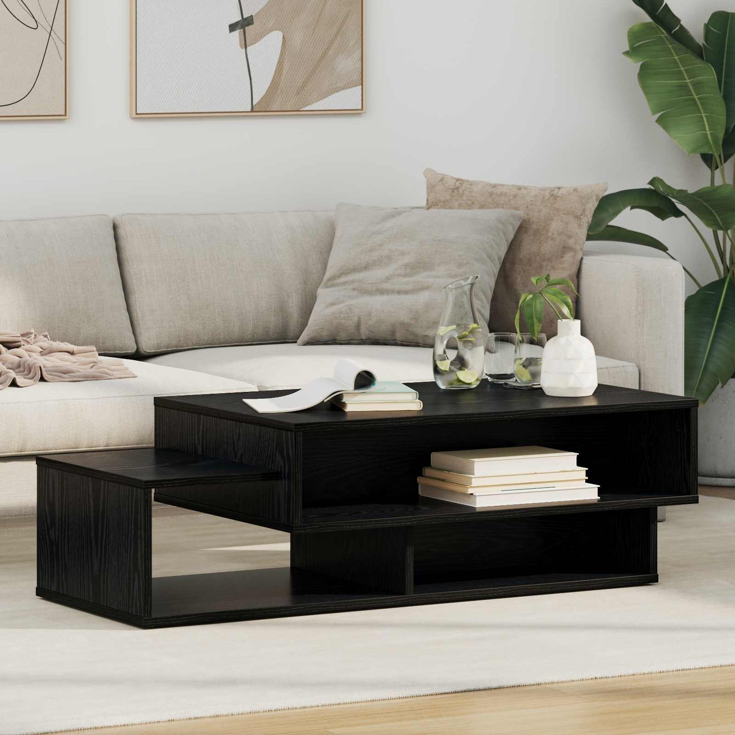 Dohányzóasztal Fekete tölgy 105 x 50 x 32,5 cm Szerelt Fa