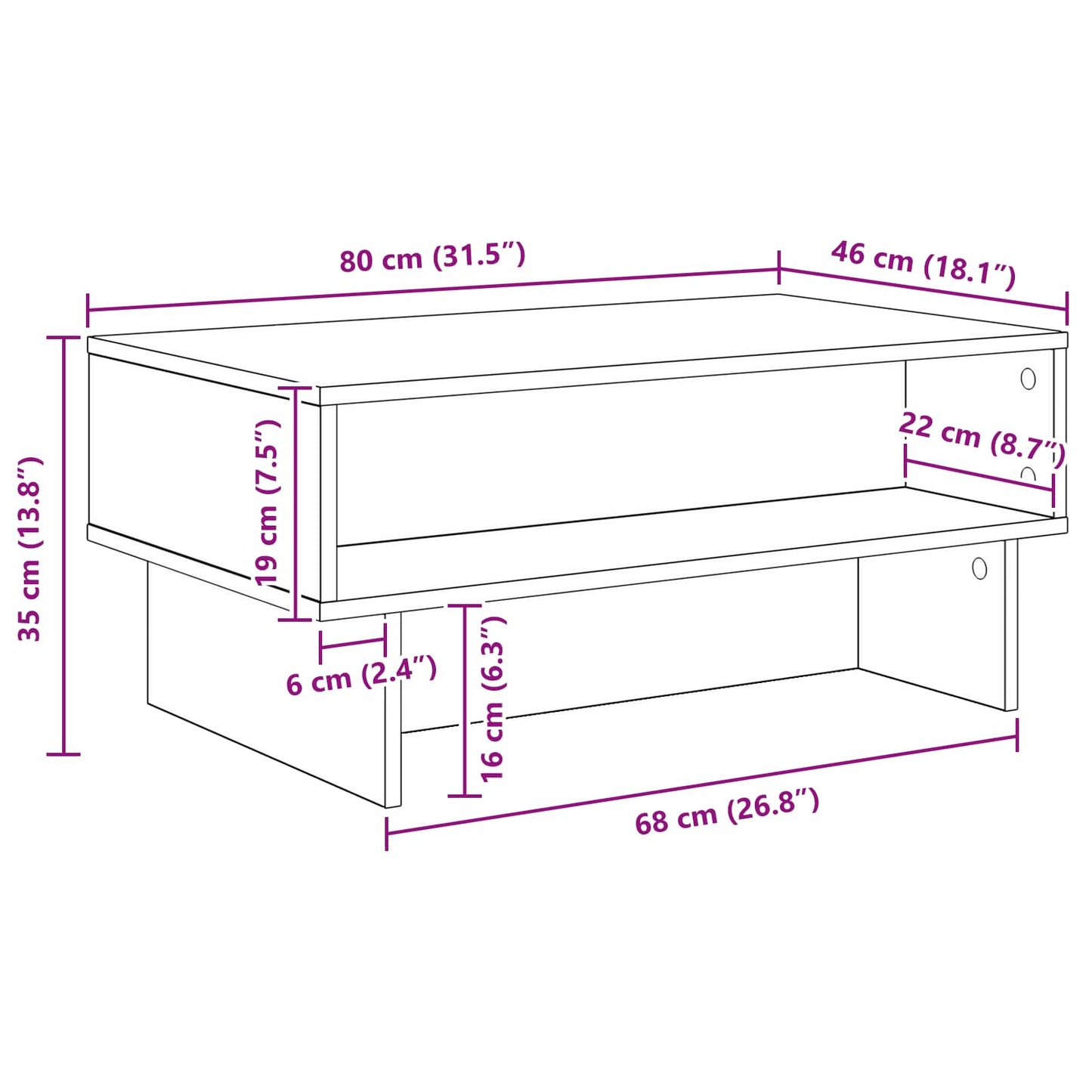 Dohányzóasztal Öreg fa 80 x 46 x 35 cm Szerelt Fa