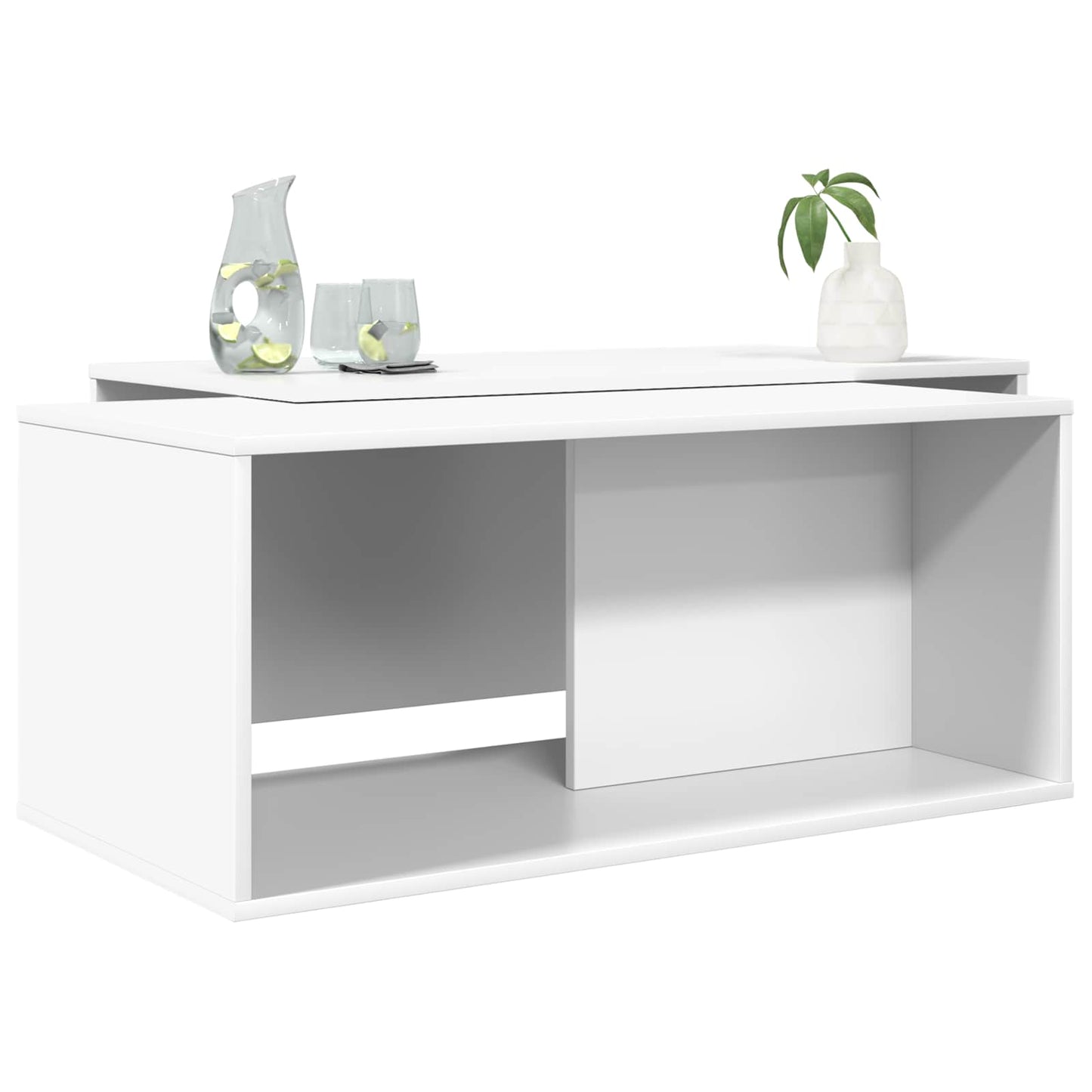 Kávasztal Szett 2 pcs Fehér 90 x 48 x 40 cm Szerelt Fa