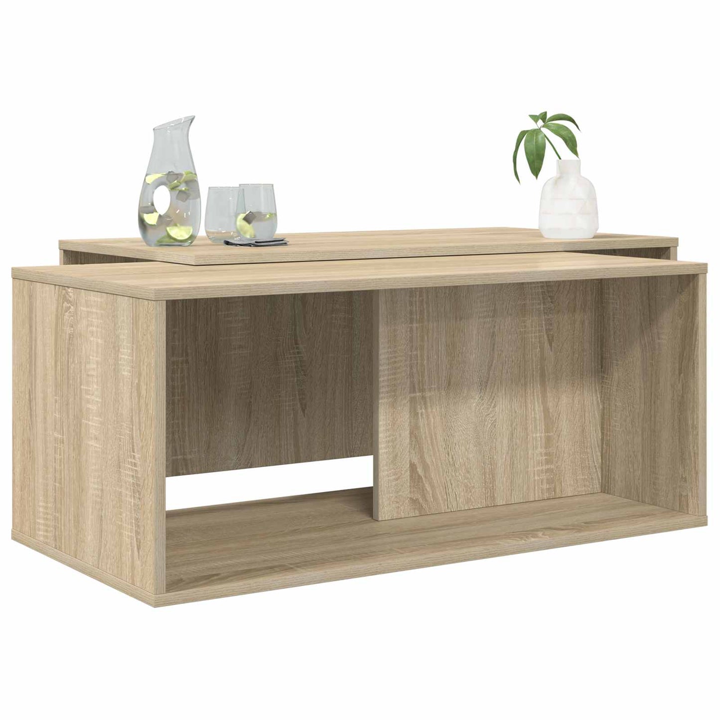 Kávasztal Szett 2 pcs Sonoma tölgy 90 x 48 x 40 cm Szerelt Fa