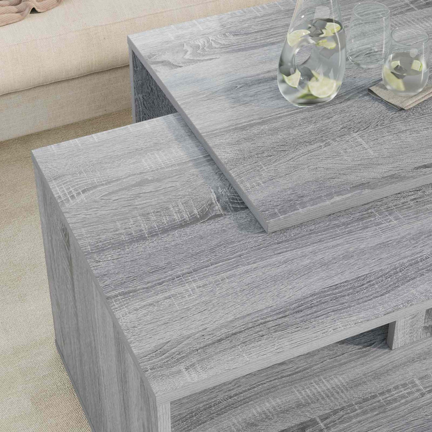 Kávasztal Szett 2 pcs Szürke Sonoma 90 x 48 x 40 cm Szerelt Fa