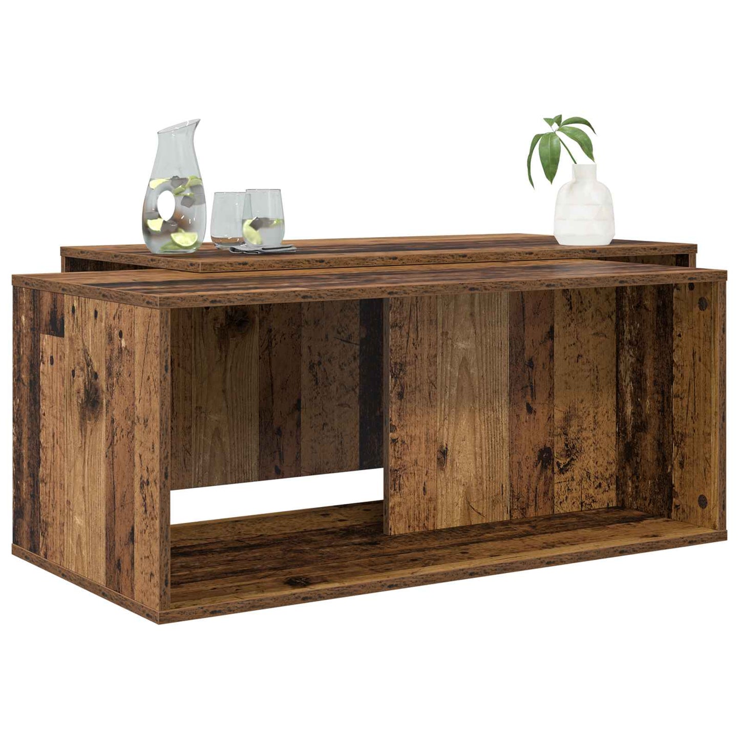 Kávasztal Szett 2 pcs Öreg fa 90 x 48 x 40 cm Szerelt Fa