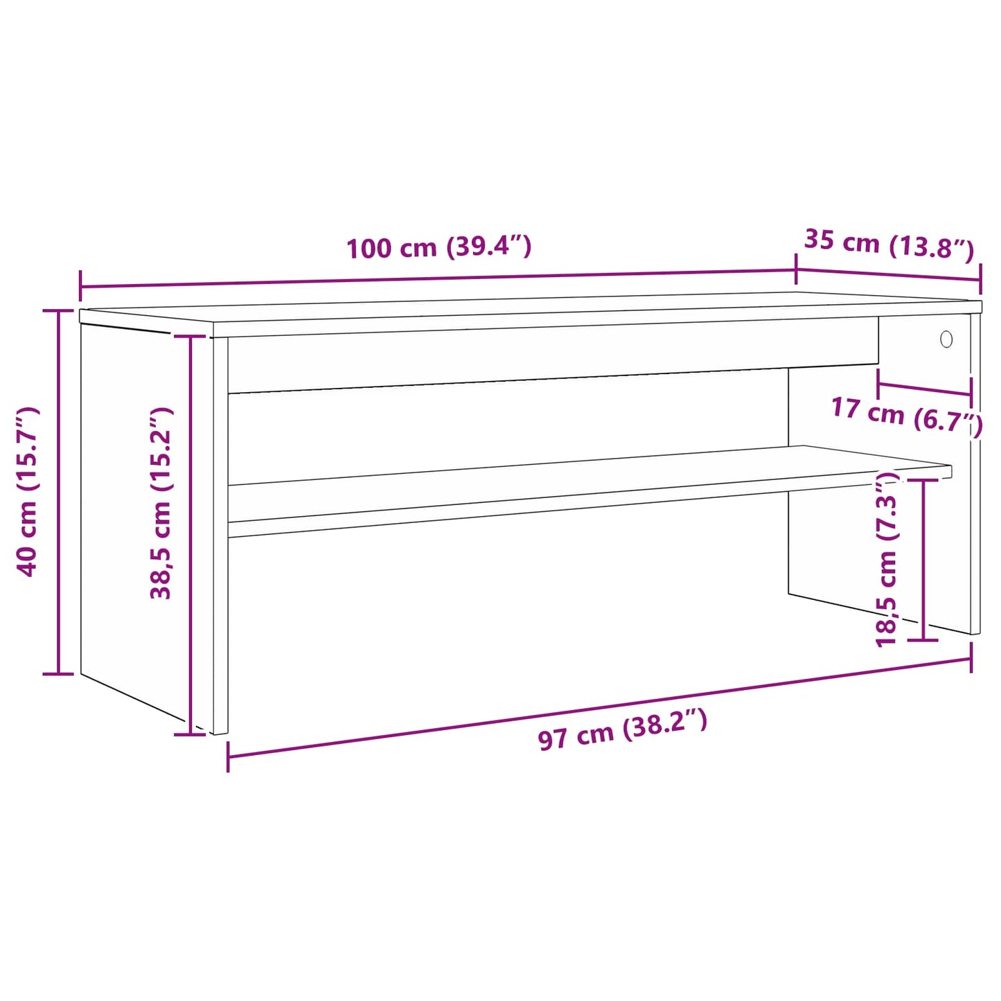 TV szekrény 100 x 35 x 40 cm Öreg fa Szerelt Fa