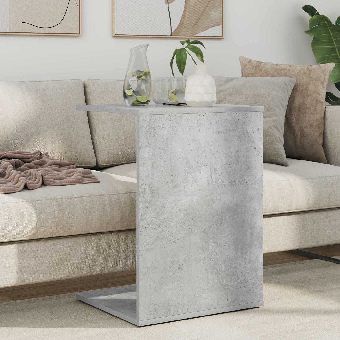 Oldal asztal Beton Szürke 45 x 40 x 62,5 cm Szerelt Fa