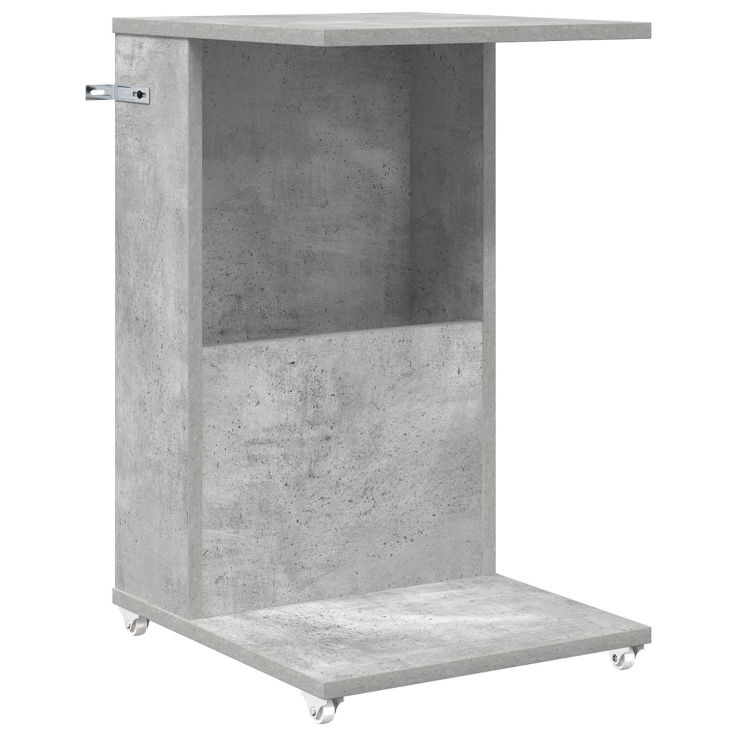 Oldal asztal kerékkel Beton Szürke 40 x 35 x 60 cm Szerelt Fa