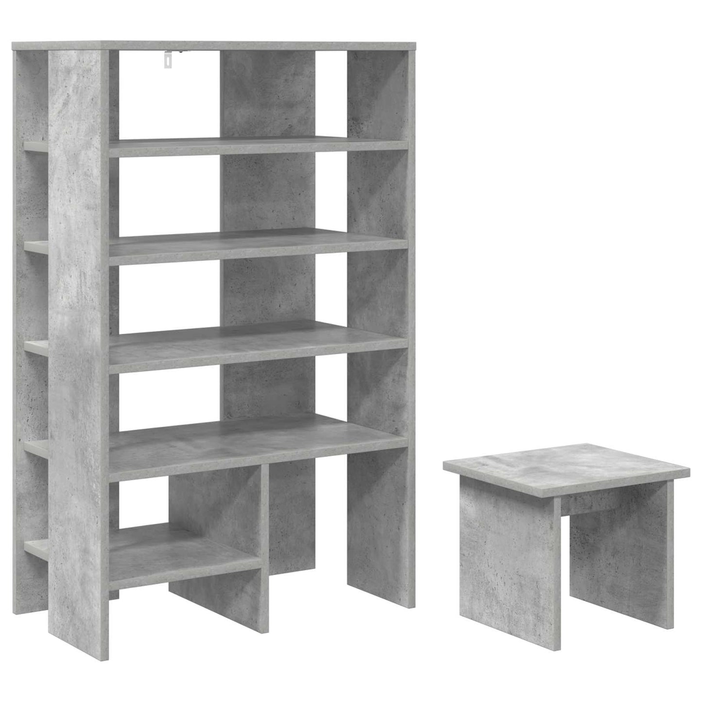 Cipőszekrény polcokkal tárolóval 2 pcs Beton Szürke Faanyag