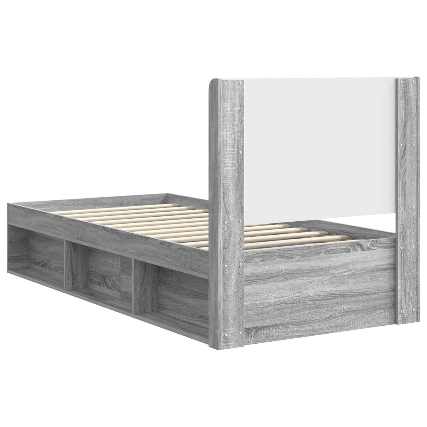 Ágykeret tárolóval és fejtámlával Szürke Sonoma 100 x 200 cm