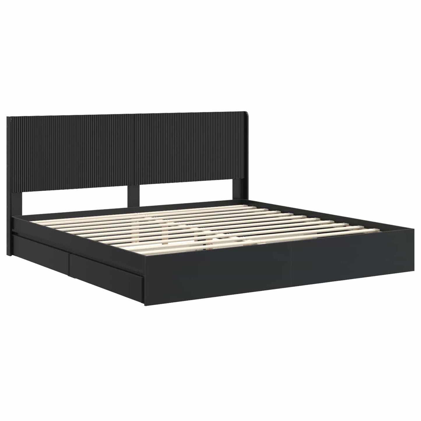 Ágykeret tárolóval és fejtámlával Fekete 200 x 200 cm