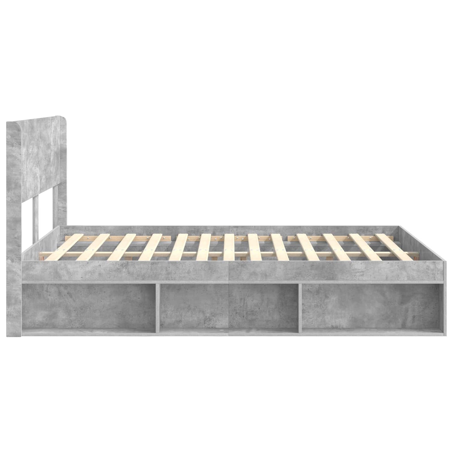 Ágykeret tárolóval és fejtámlával Betonszürke 140 x 200 cm