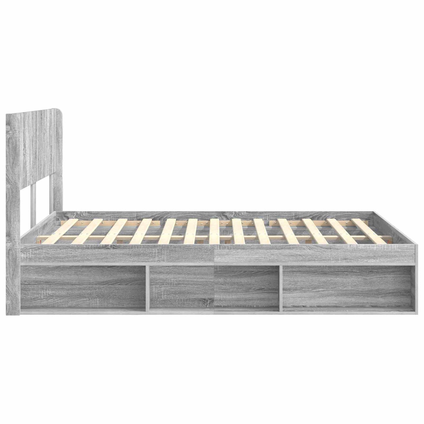 Ágykeret tárolóval és fejtámlával Szürke Sonoma 120 x 190 cm