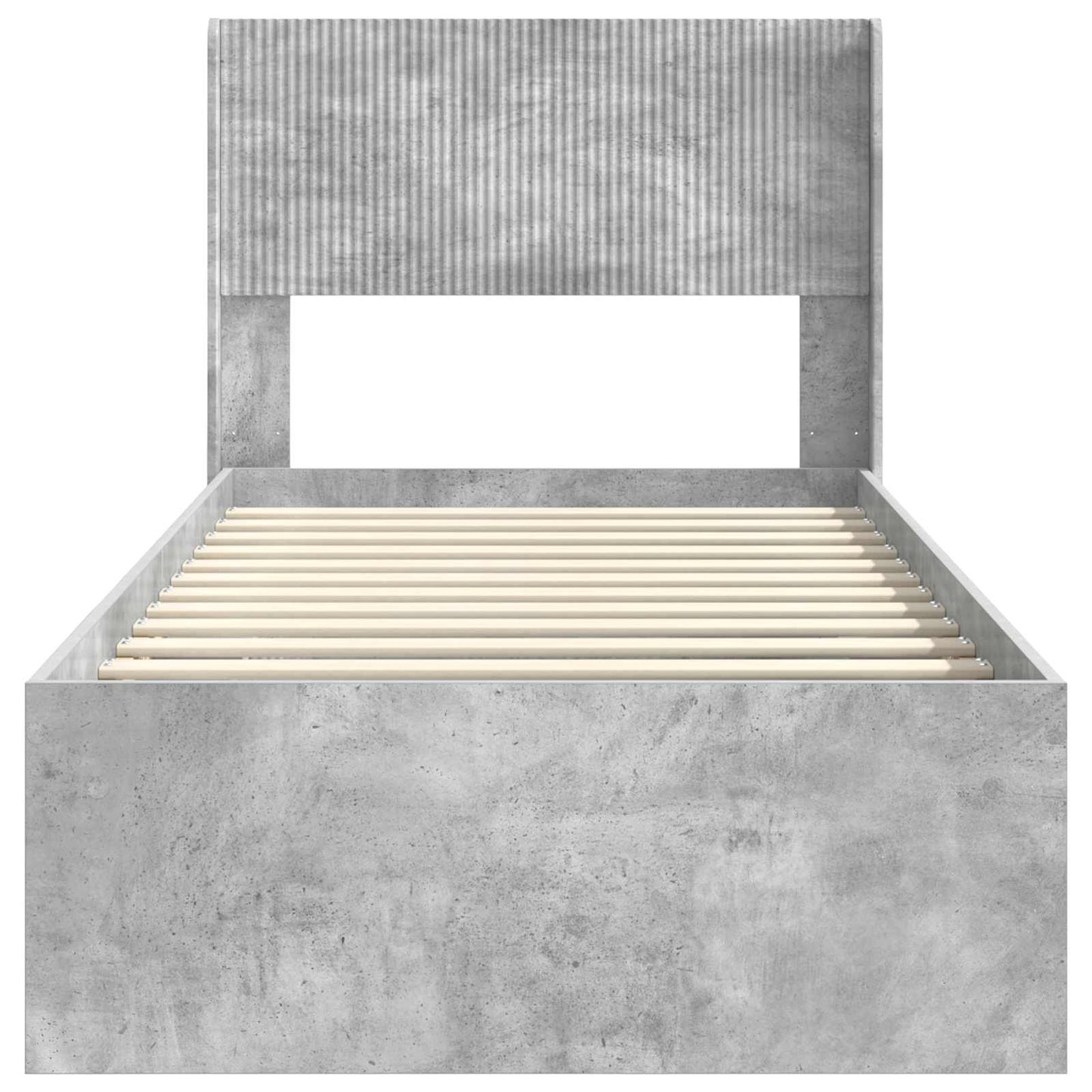 Ágykeret tárolóval és fejtámlával Betonszürke 90 x 200 cm