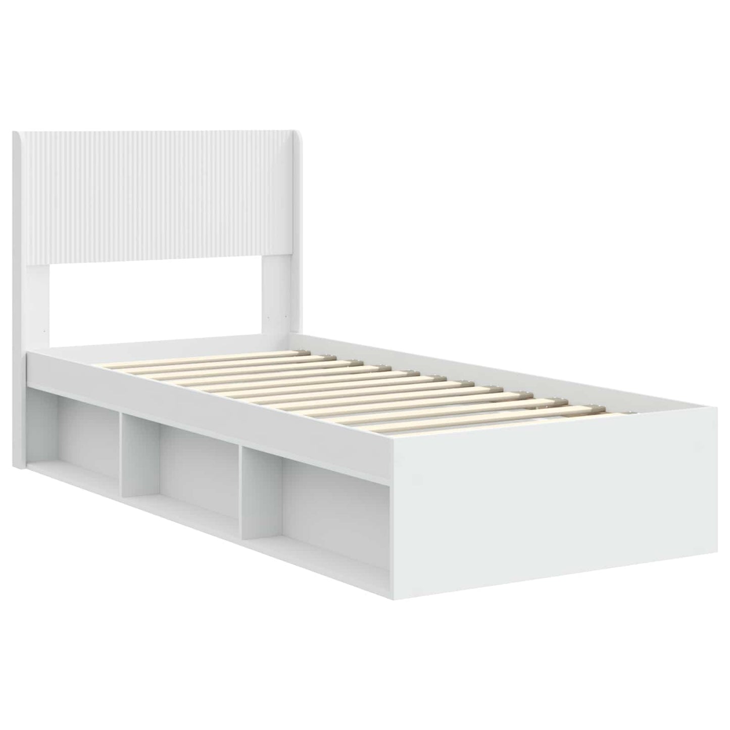 Ágykeret tárolóval és fejtámlával Fehér 90 x 200 cm Szerelt Fa